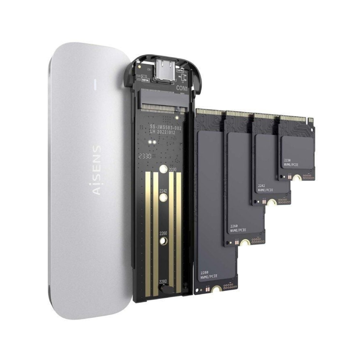 Aisens ASM2-025SL · Caja Externa SSD M.2 NVMe · USB 3.2 · Sin tornillos