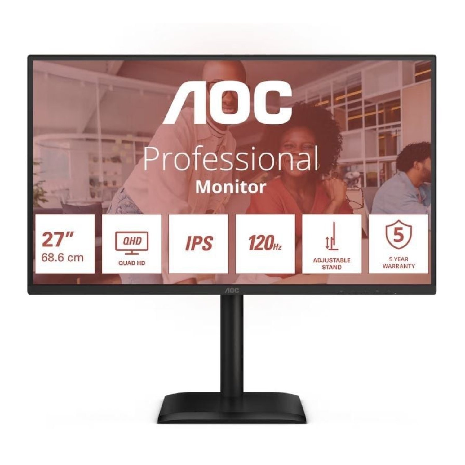 AOC Q27E4U · 27" QHD · Monitor Profesional · Regulable en Altura · Negro