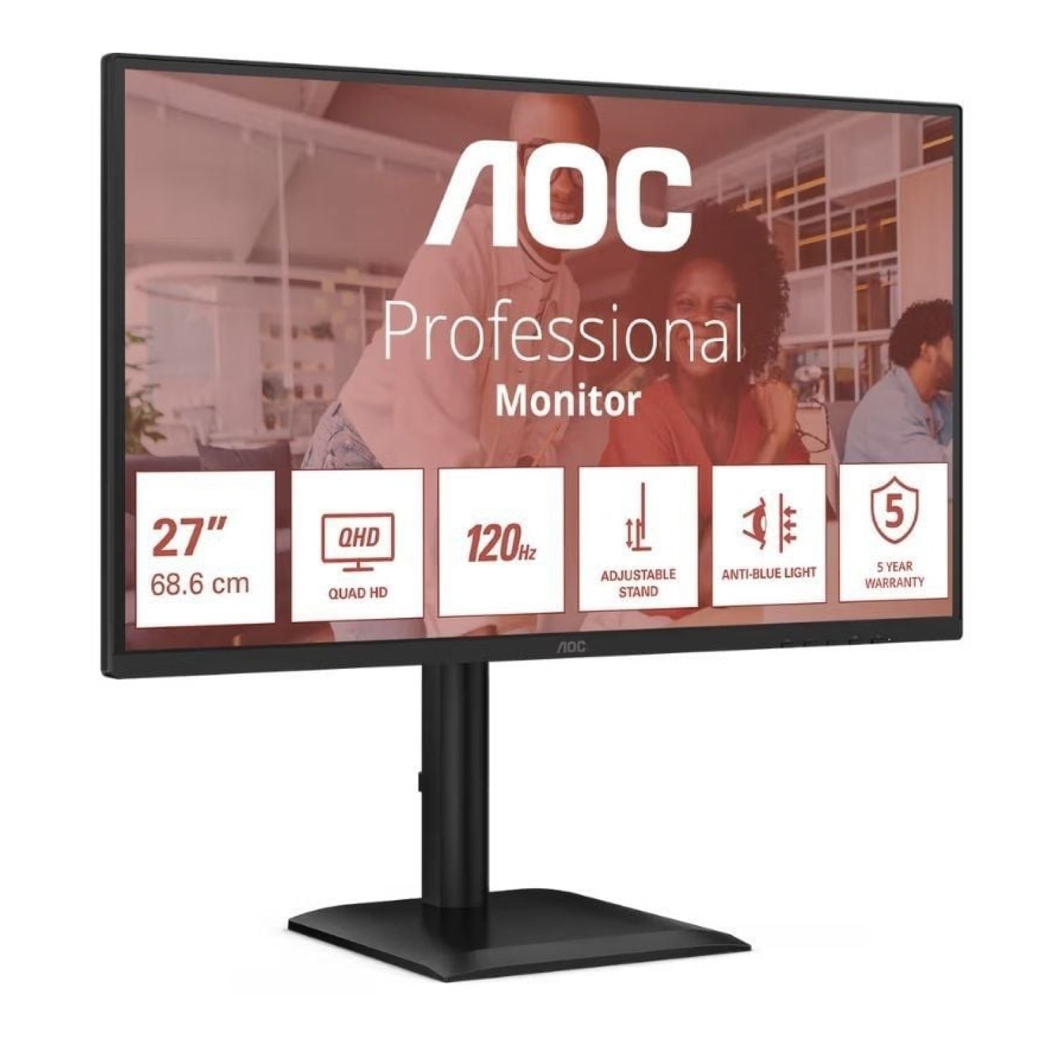 AOC Q27E4U · 27" QHD · Monitor Profesional · Regulable en Altura · Negro