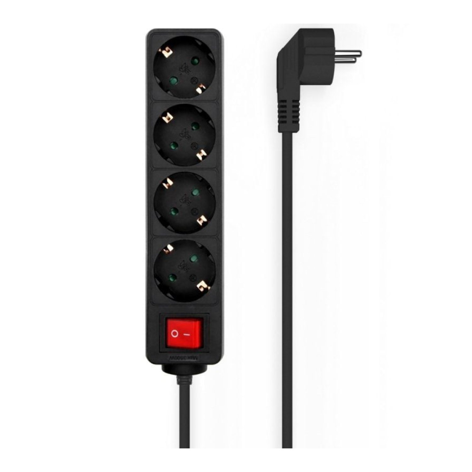 Aisens · Regleta 4 Tomas · Cable 1,4m · Interruptor · Negro
