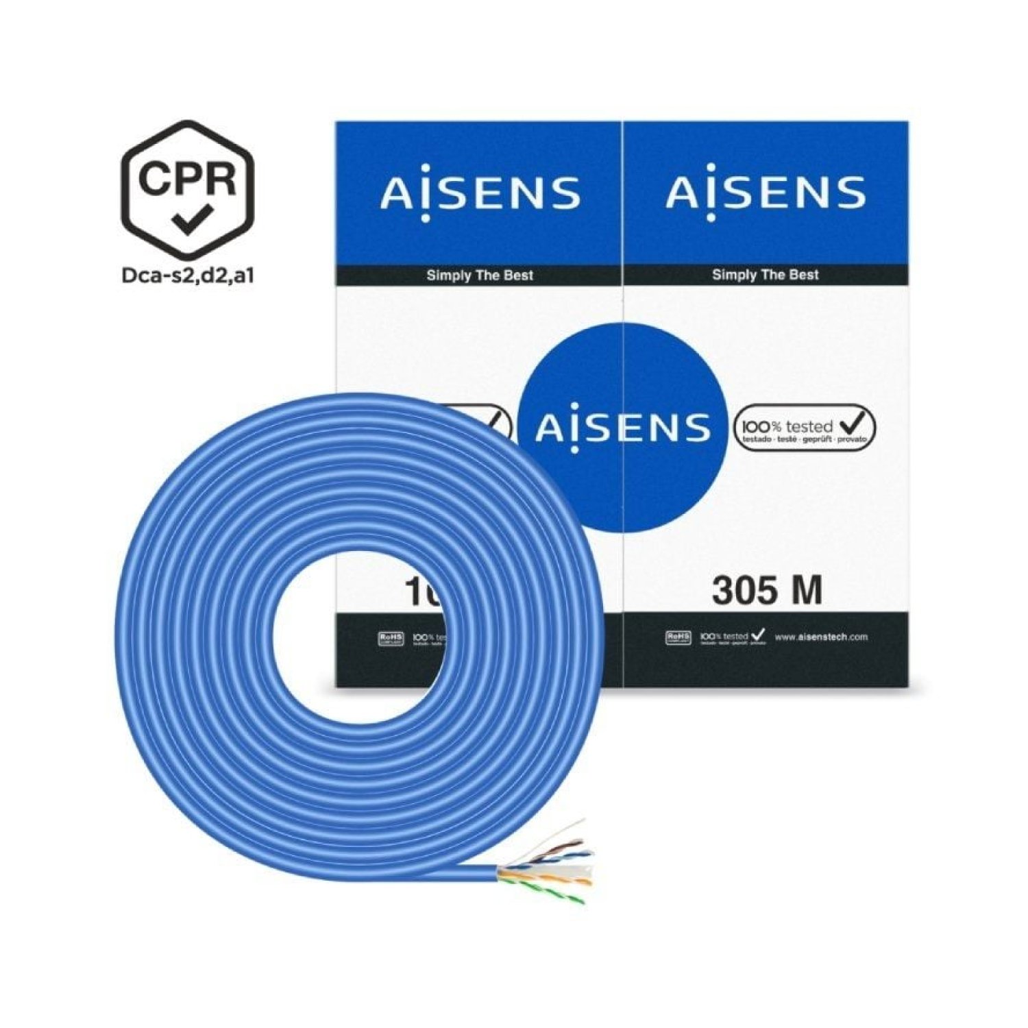 Aisens · Cable RJ45 UTP Cat.6 · 305m · AWG24 LSZH CPR Dca · Azul
