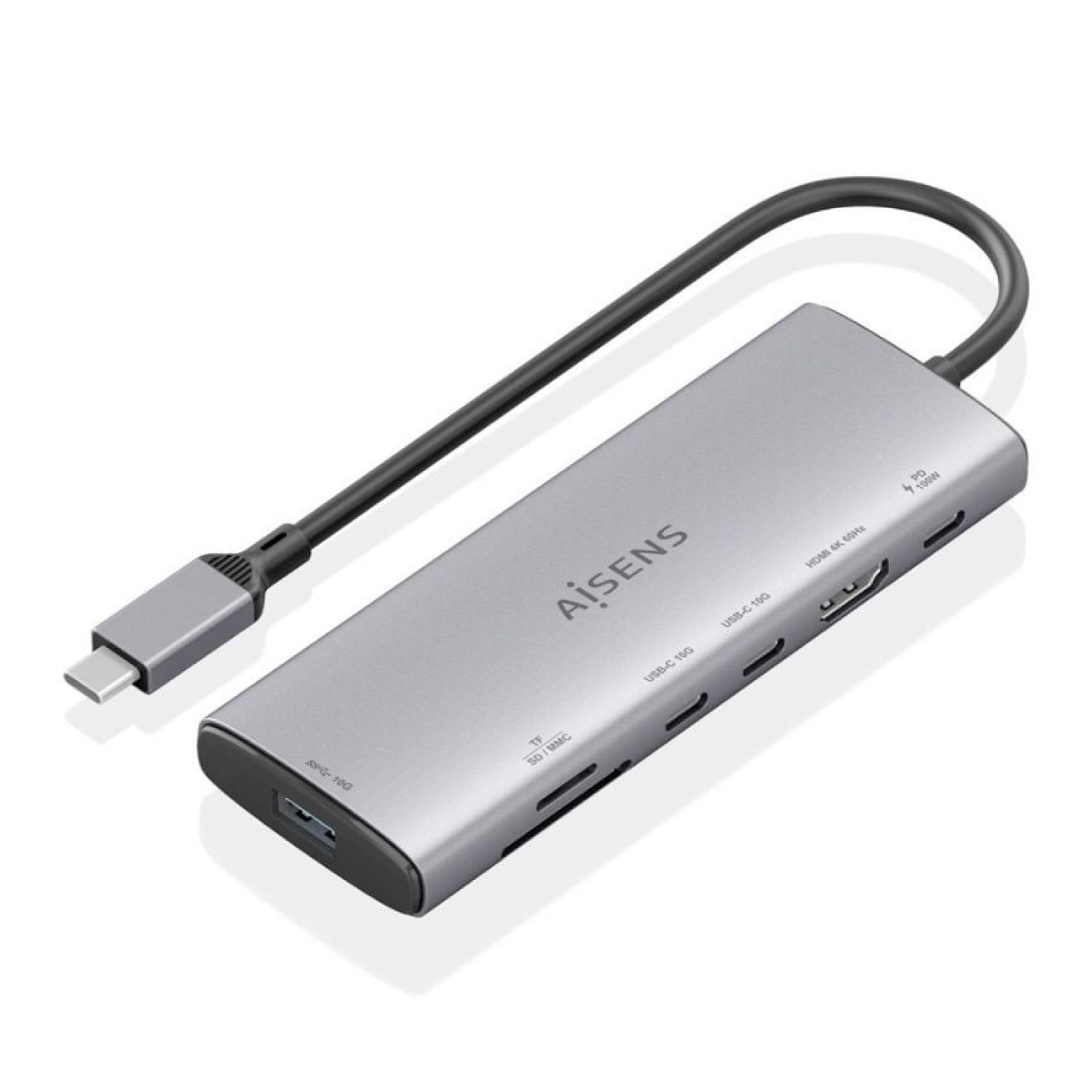 Aisens Docking USB Tipo-C · HDMI 4K · 3 Puertos USB · Lector Tarjetas · PD