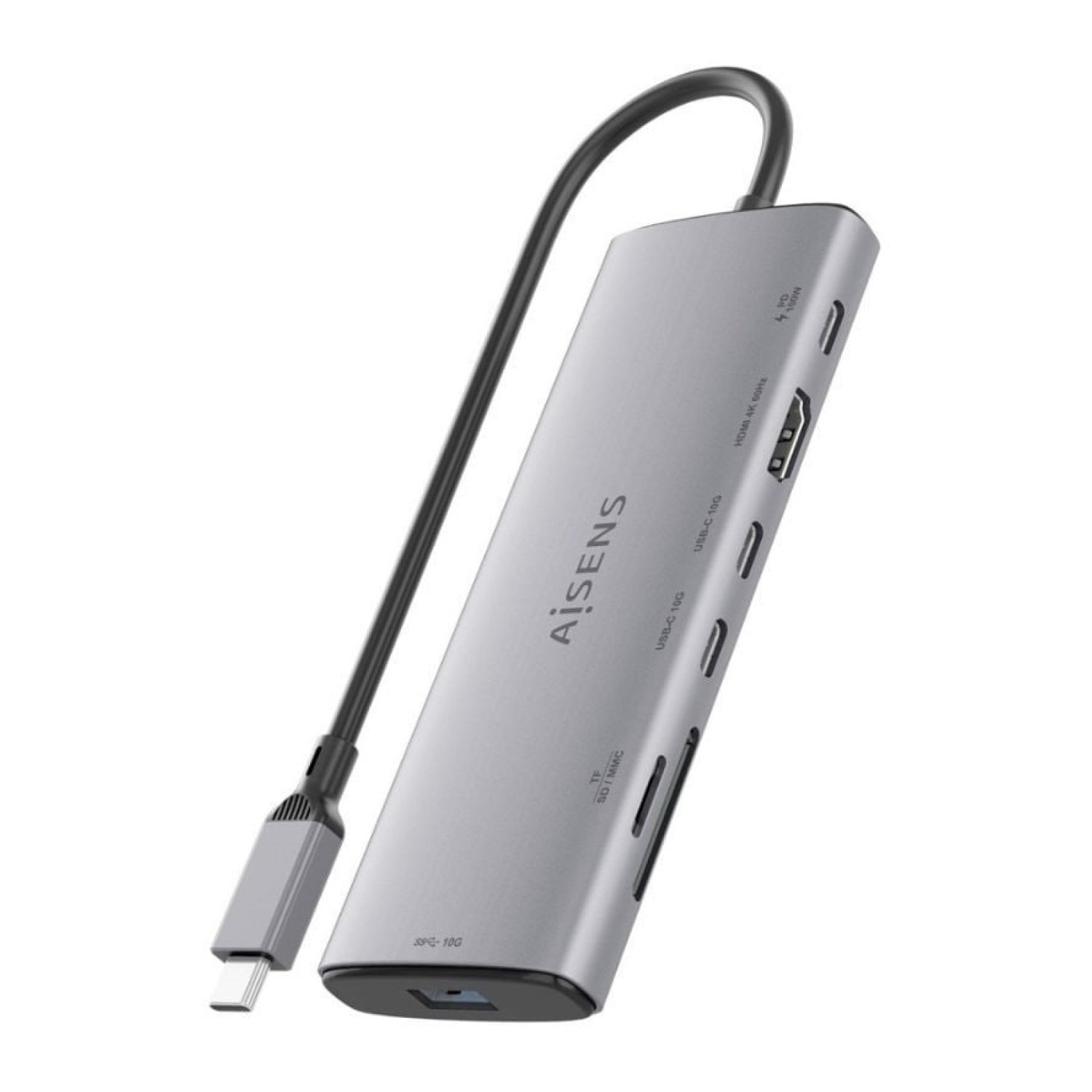 Aisens Docking USB Tipo-C · HDMI 4K · 3 Puertos USB · Lector Tarjetas · PD