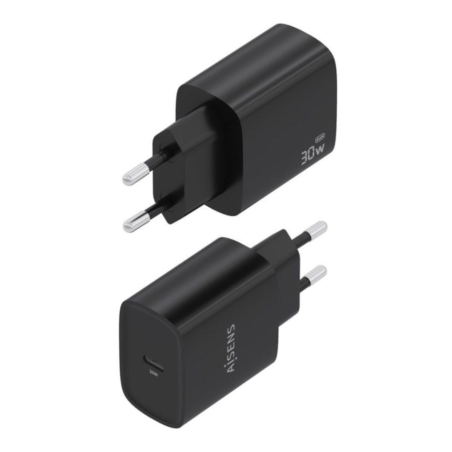 Aisens · Cargador GaN de Pared · 30W · 1x USB-C · Negro