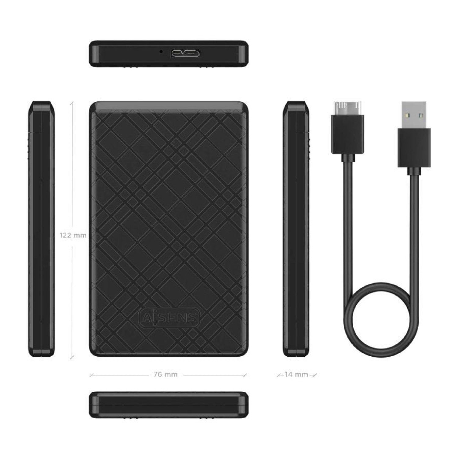 Aisens ASE-2522B · Caja Externa Disco Duro 2,5" · USB 3.1