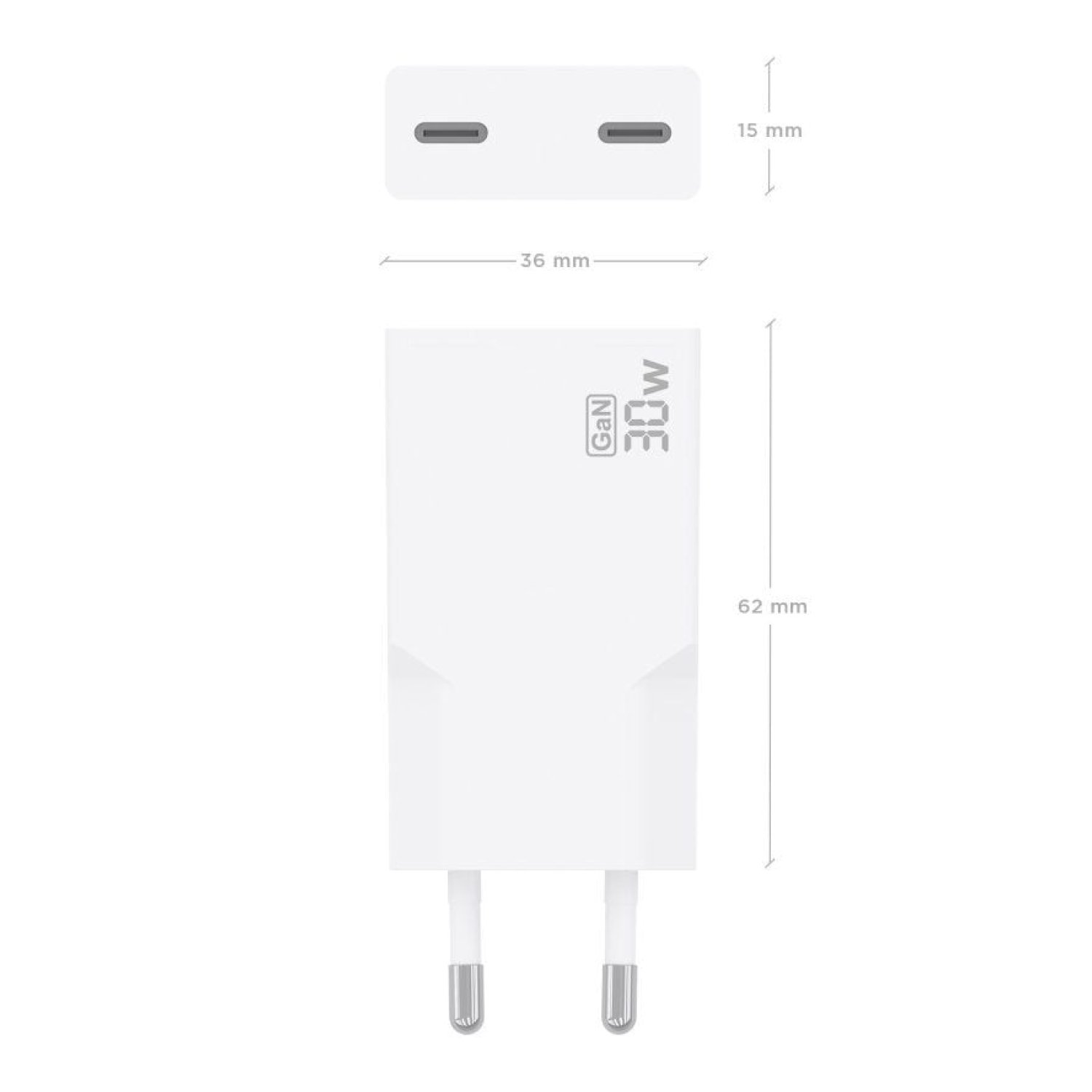 Aisens Cargador GaN · 2x USB-C · 30W · Blanco