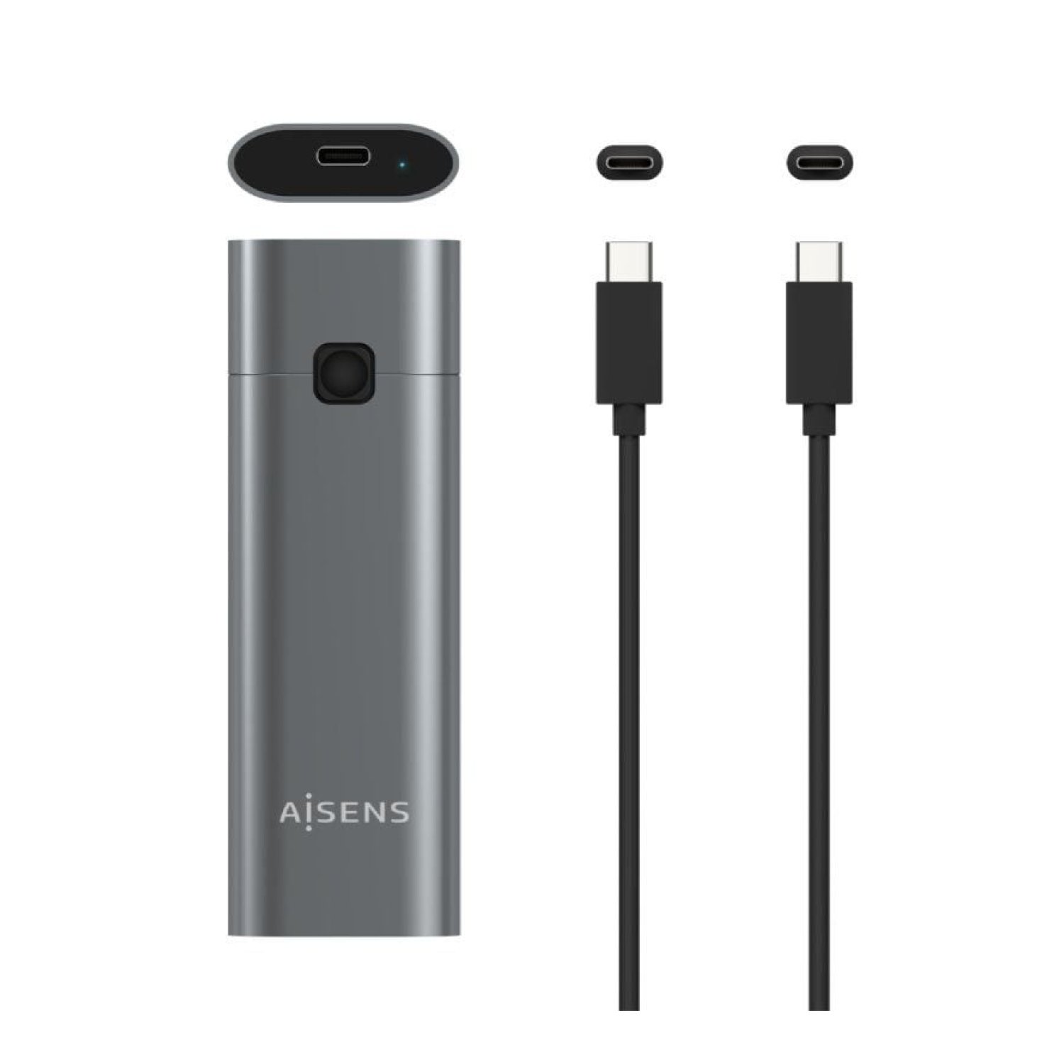 Aisens ASM2-021GR · Caja Externa SSD M.2 NVMe · USB 3.1 Gen2 · Sin Tornillos
