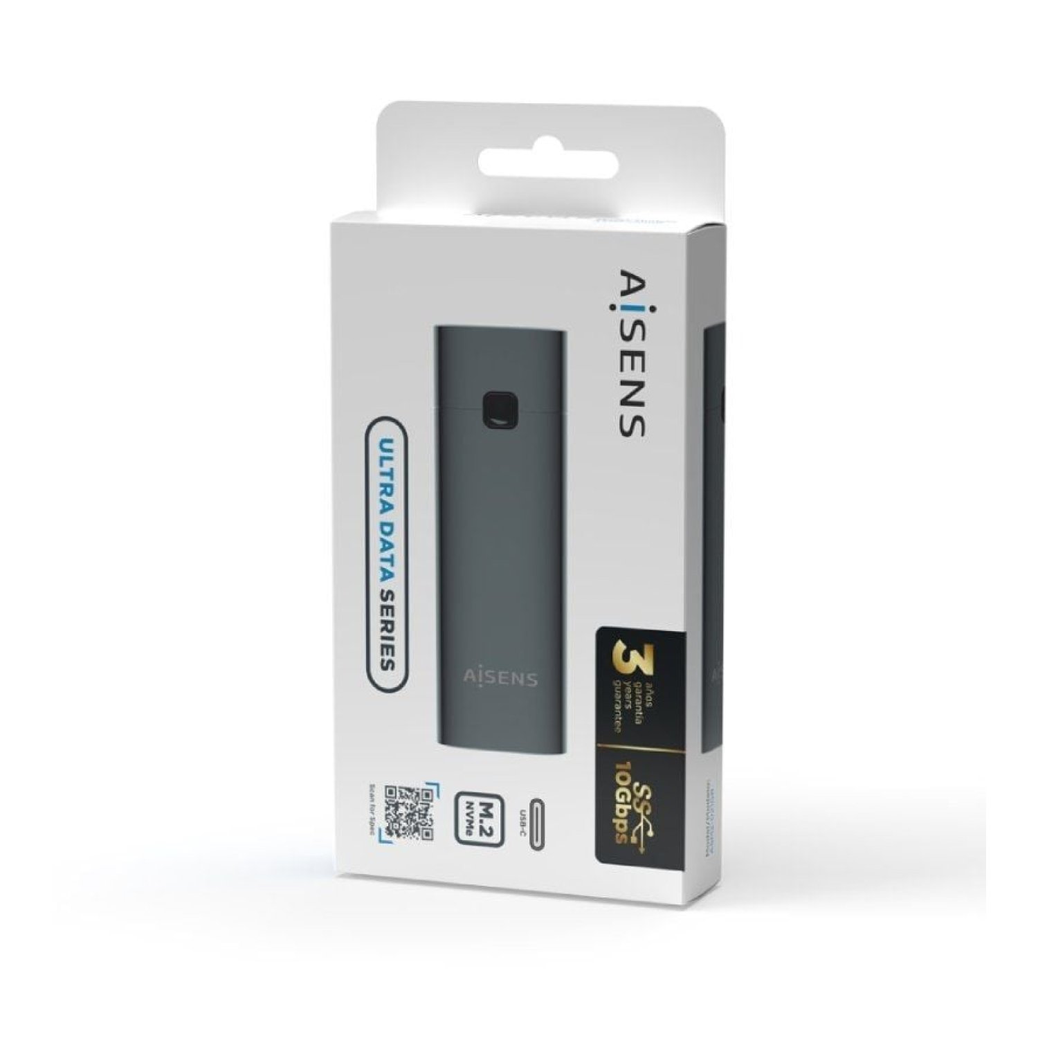 Aisens ASM2-021GR · Caja Externa SSD M.2 NVMe · USB 3.1 Gen2 · Sin Tornillos