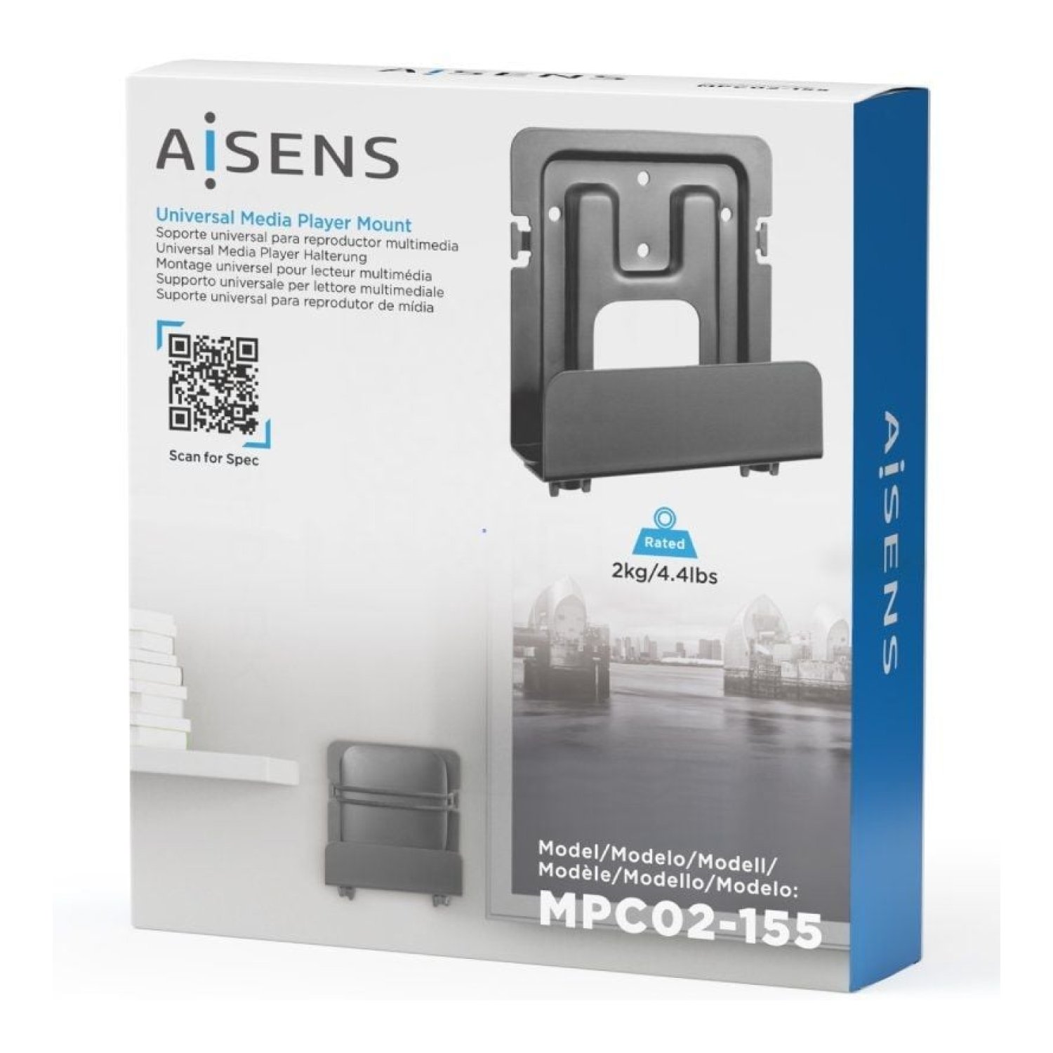 Aisens MPC02-155 · Soporte Universal Router/MiniPC · Hasta 2kg