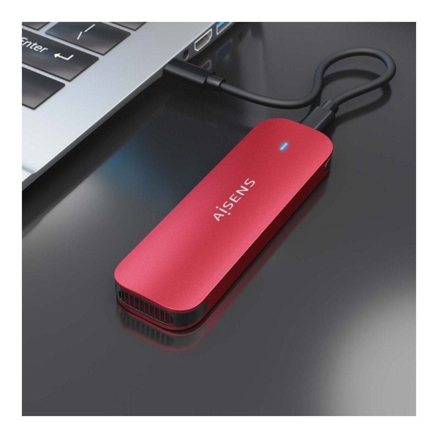 Aisens ASM2-027RED · Caja Externa SSD M.2 NVMe · USB 3.2 · Sin tornillos