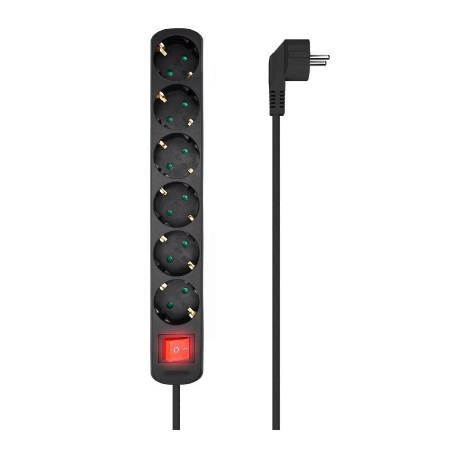 Aisens · Regleta 6 Tomas · Cable 1,4m · Interruptor · Negro