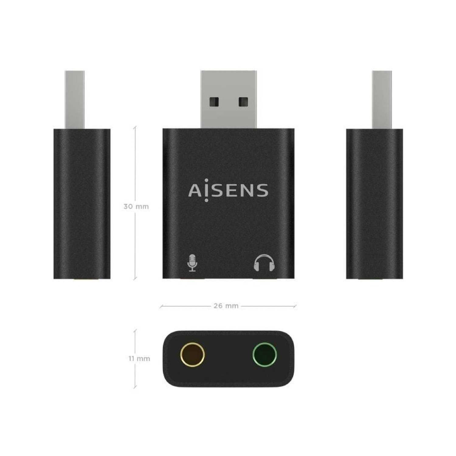 Aisens Tarjeta Sonido USB · 2x Jack 3.5mm