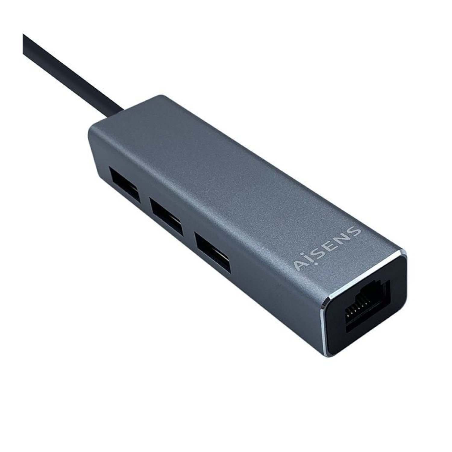 Aisens Hub USB Tipo-C · 3 Puertos USB · 1 RJ45 Gigabit · Gris