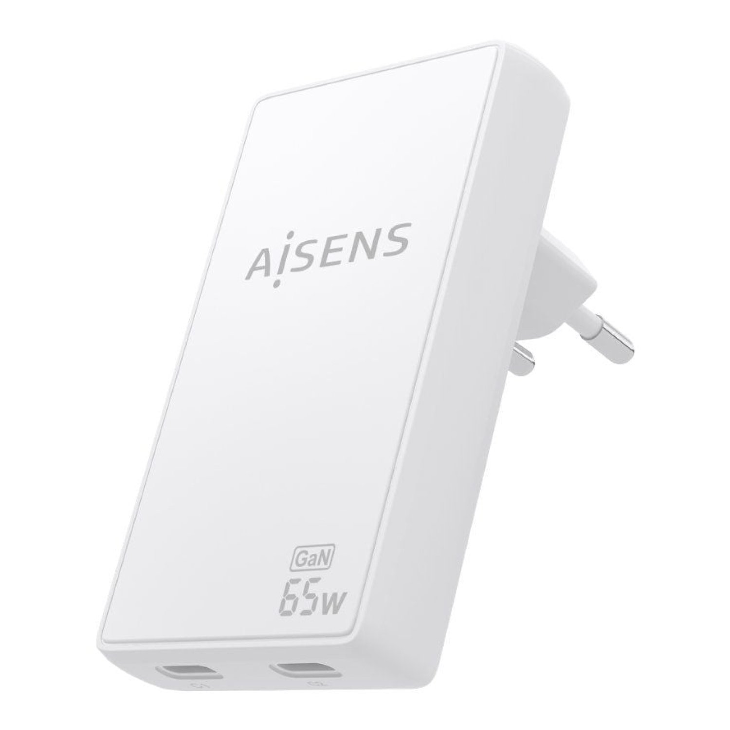 Aisens Cargador GaN · 2x USB-C · 65W · Blanco