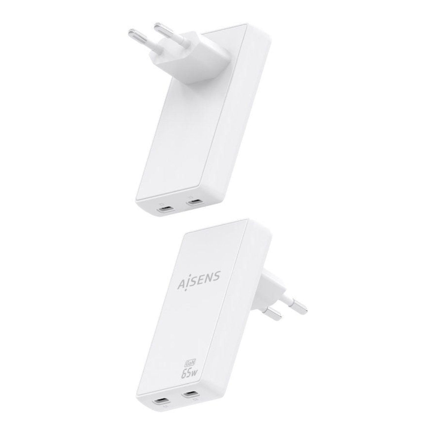 Aisens Cargador GaN · 2x USB-C · 65W · Blanco