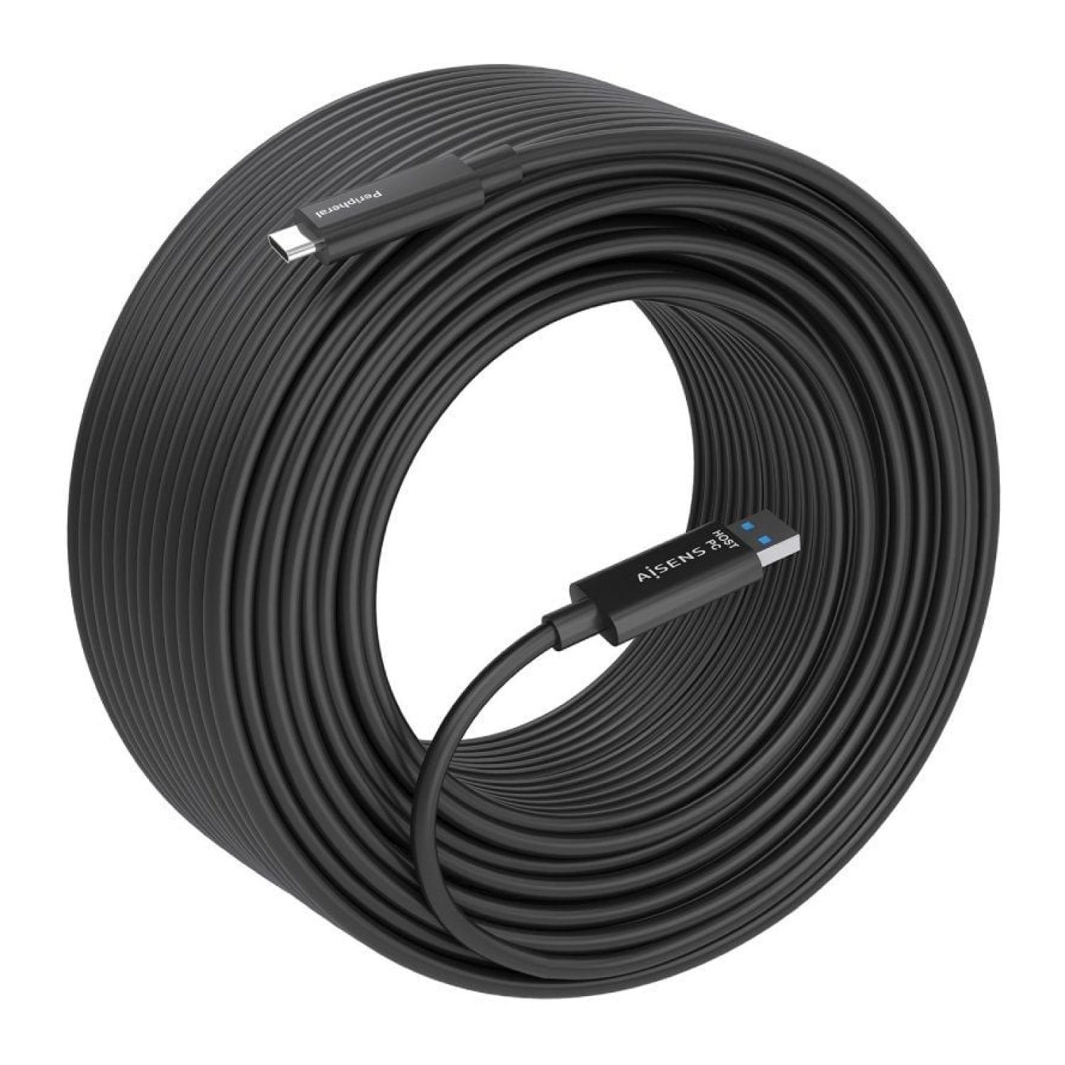 Aisens Cable USB 3.2 Tipo-C AOC · 15m · 10Gbps · Negro