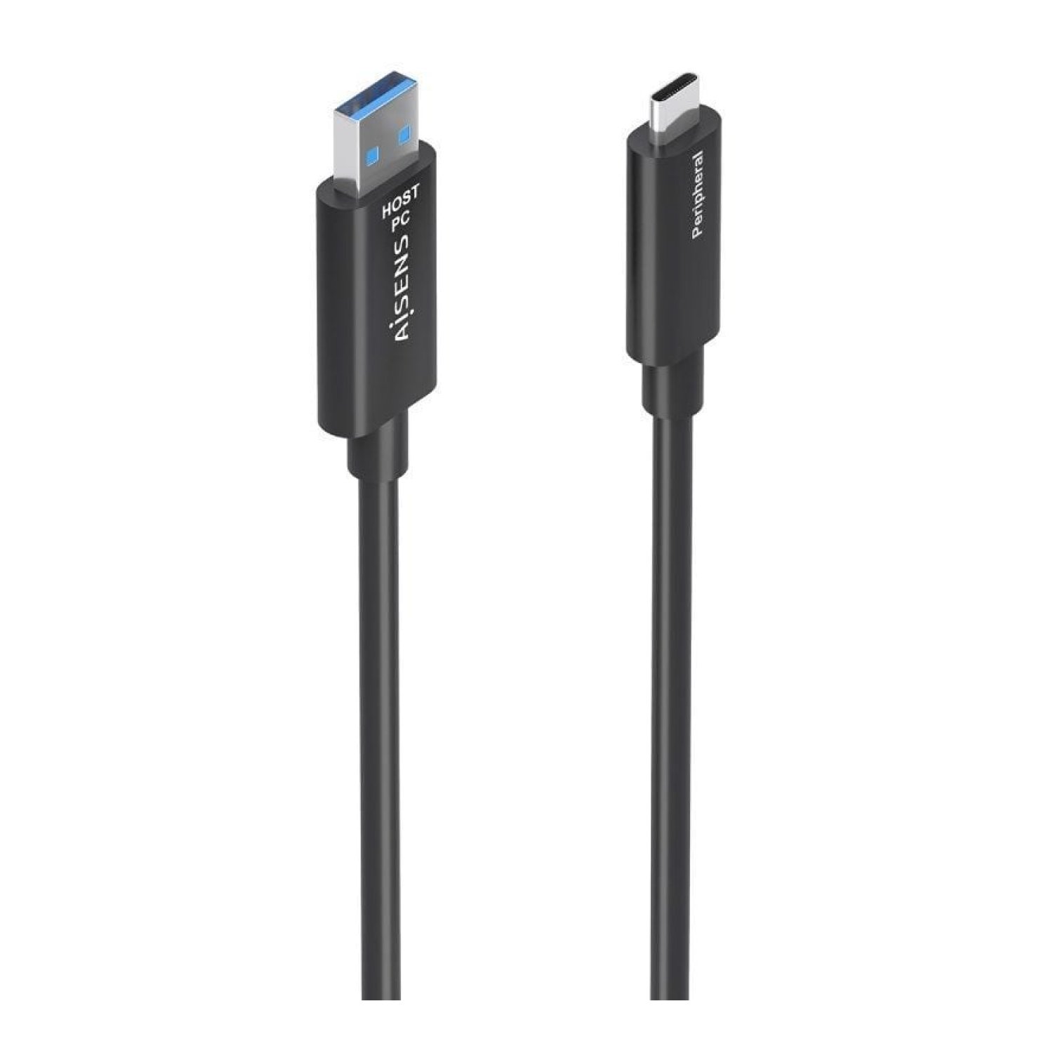 Aisens Cable USB 3.2 Tipo-C AOC · 15m · 10Gbps · Negro