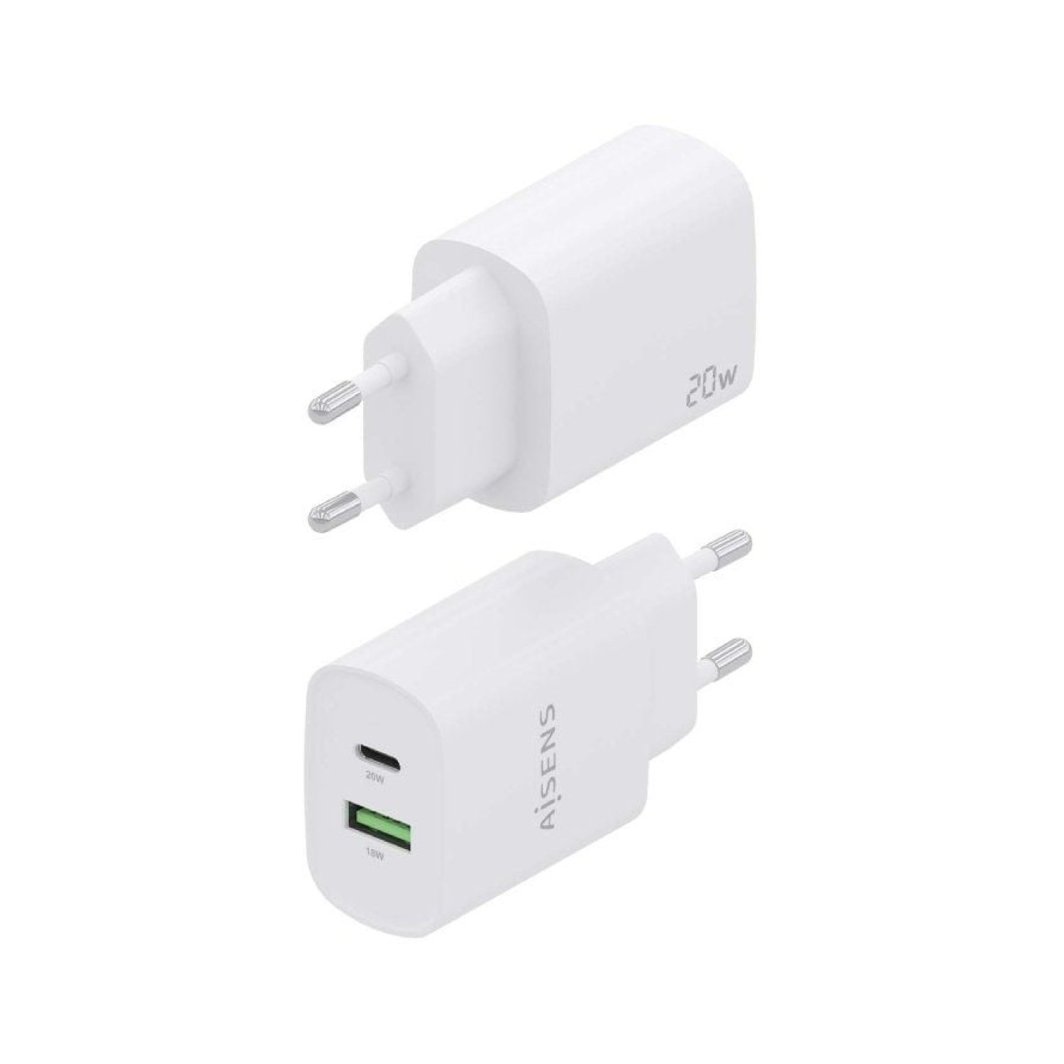 Aisens Cargador de Pared · 20W · 1x USB-C · 1x USB
