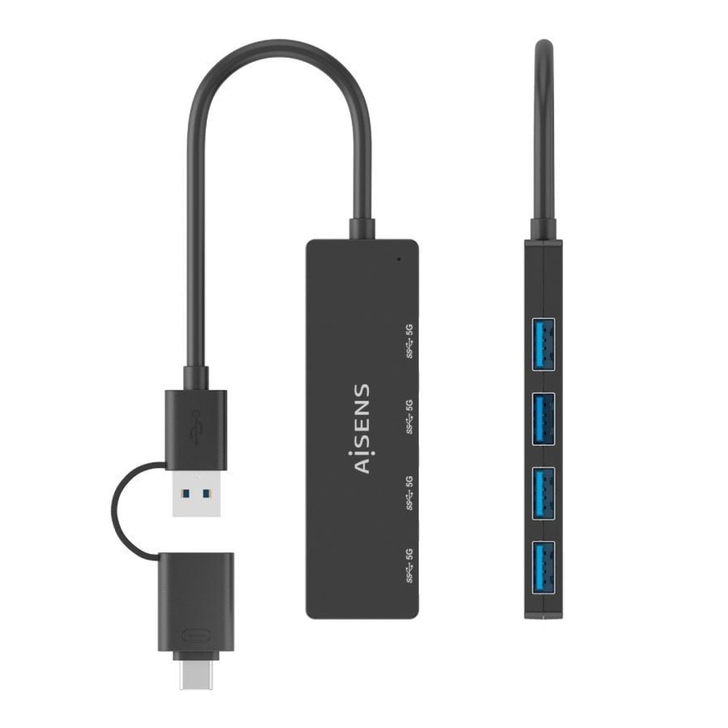 Aisens Hub USB Tipo-C · USB 3.1 · 4 puertos USB · 1 Tipo-C
