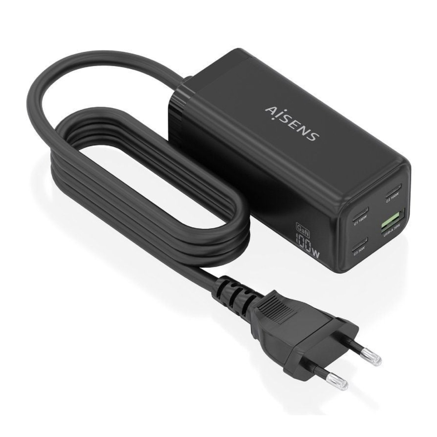 Aisens Cargador GaN Sobremesa · 100W · 3xUSB-C · 1xUSB · Carga Rápida