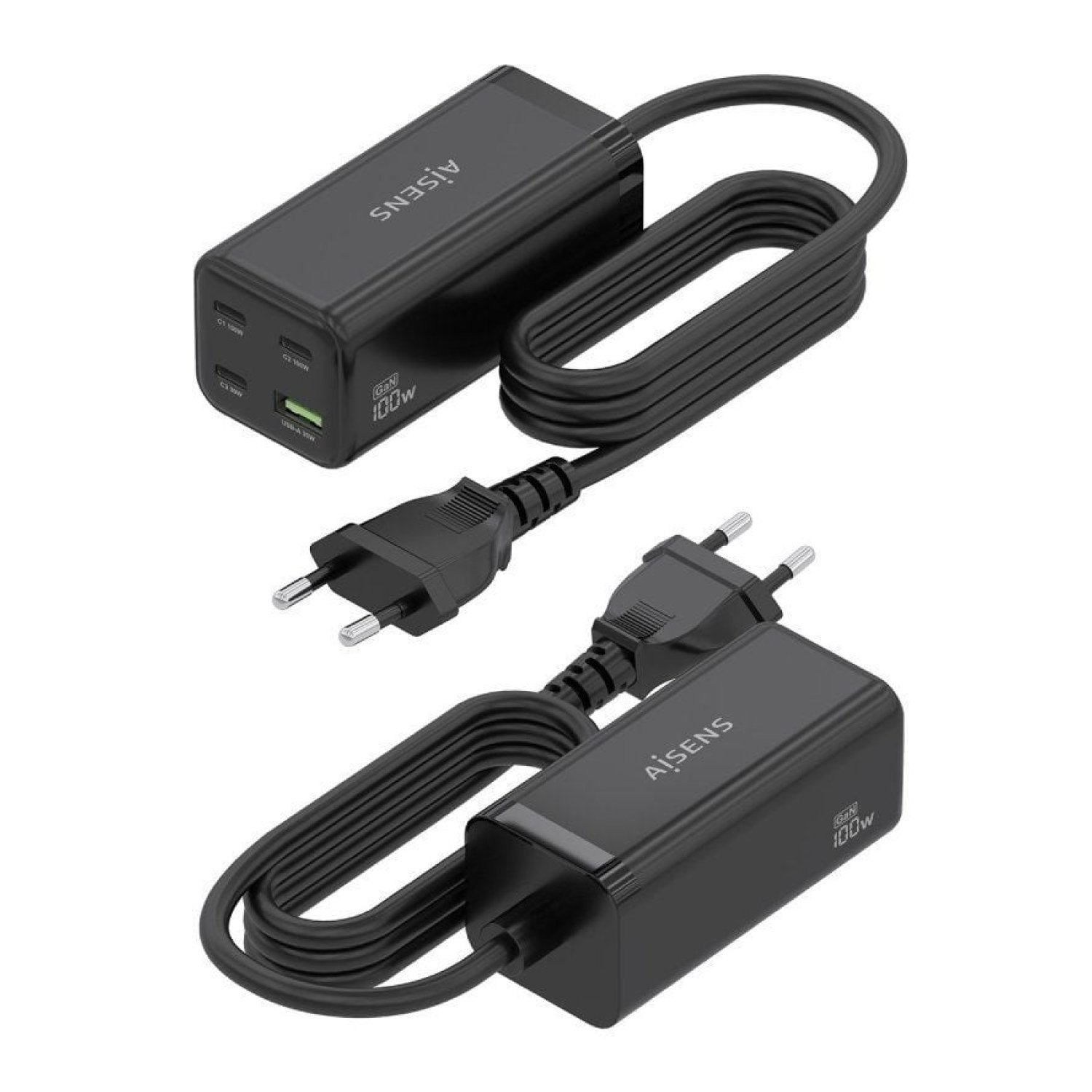 Aisens Cargador GaN Sobremesa · 100W · 3xUSB-C · 1xUSB · Carga Rápida