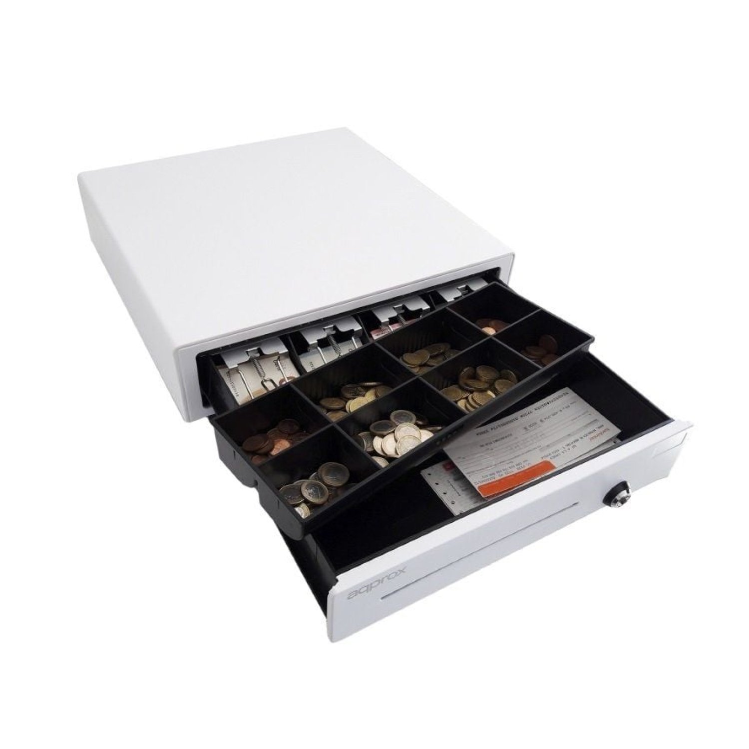 Approx appCASH01 · Cajón Portamonedas · Manual y Automático · Blanco