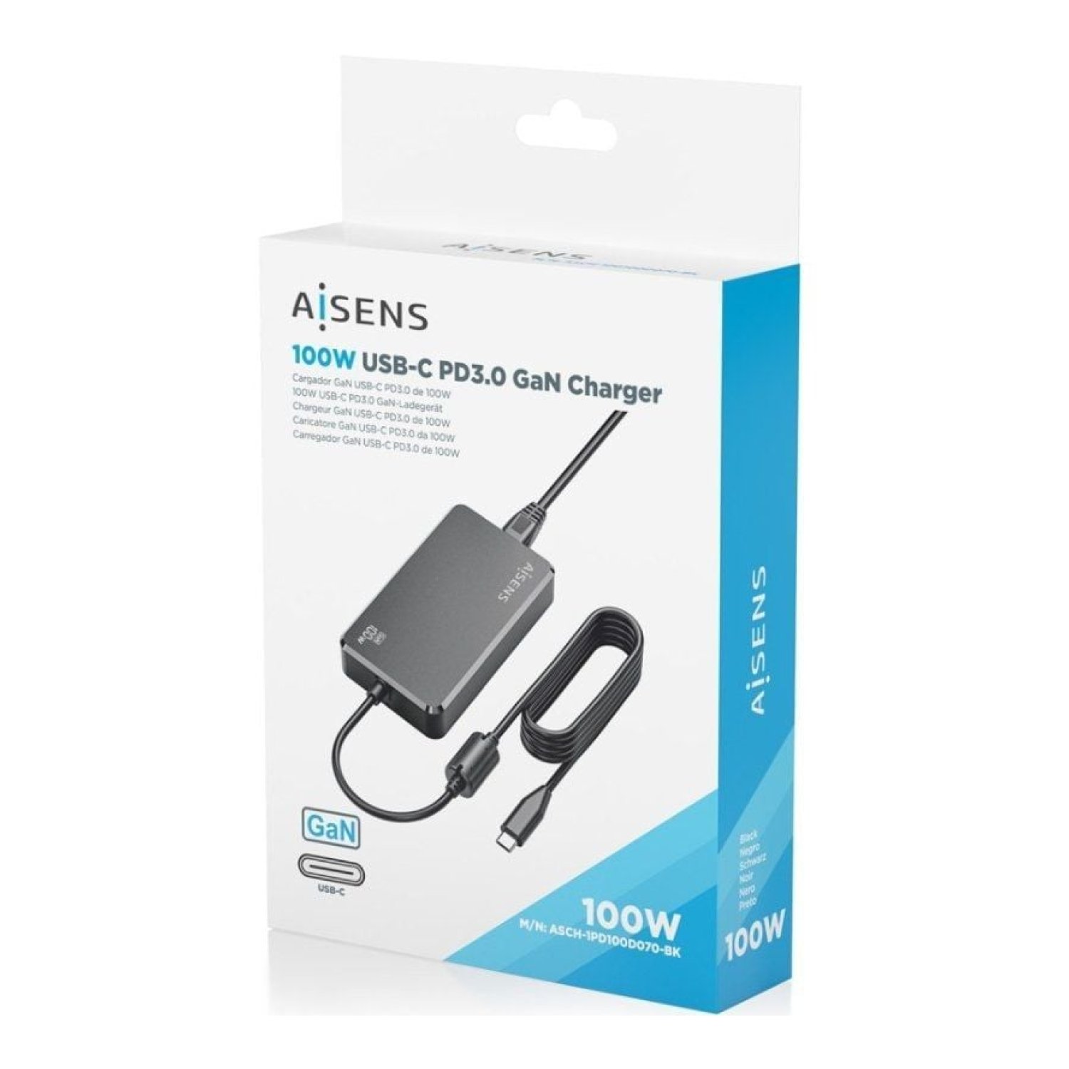 Aisens Cargador GaN Sobremesa · 1x USB-C · 100W