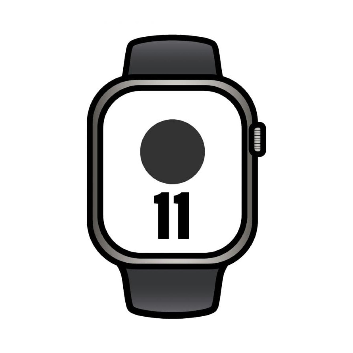 Apple Watch Series 11 · 42mm · GPS + Cellular · Titanio Natural · Correa Deportiva Negra