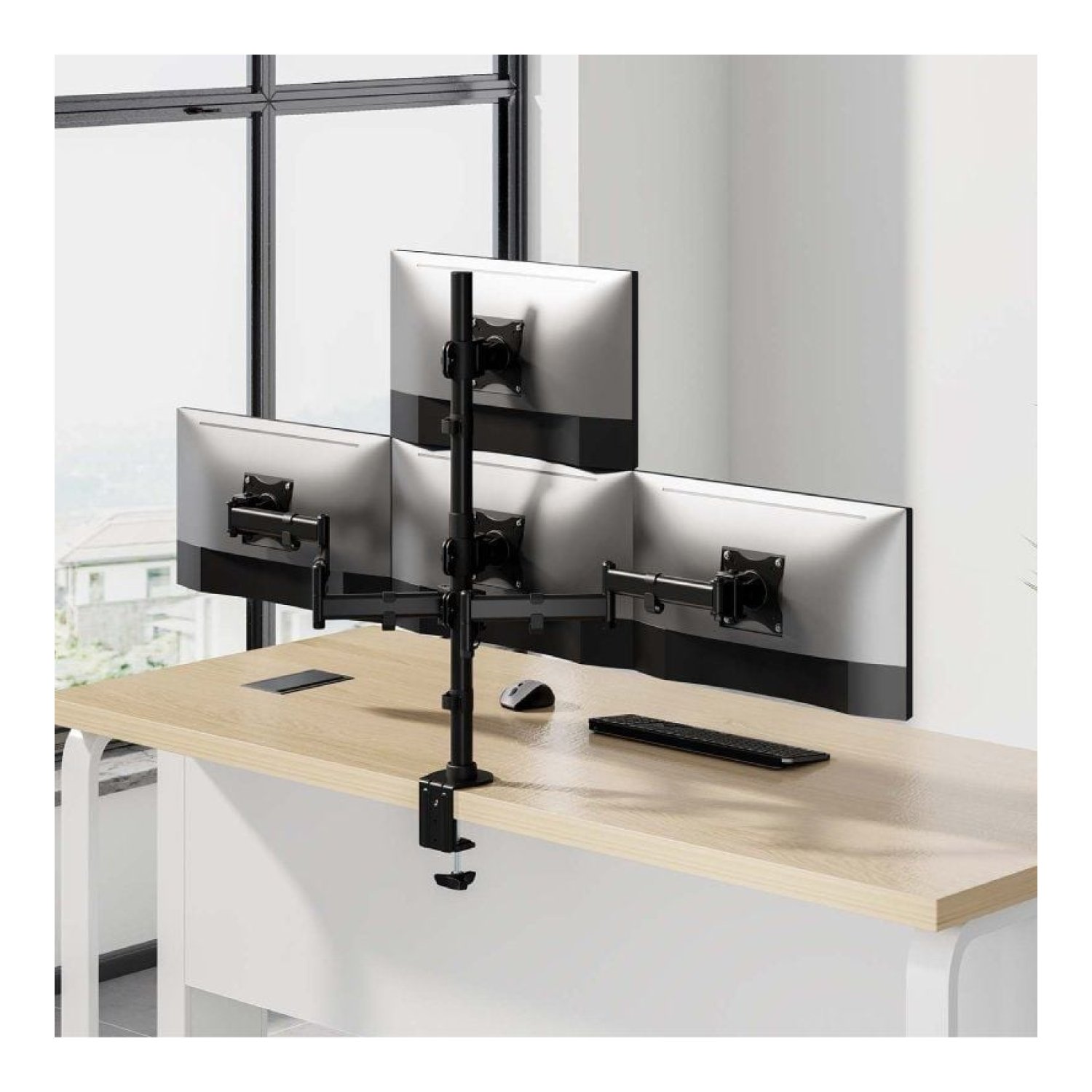 Aisens DT27TSR · Soporte Mesa 4 Monitores · Giratorio · Inclinable · Hasta 8kg