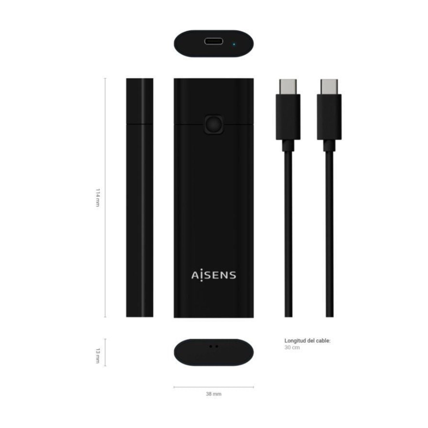 Aisens ASM2-020B · Caja Externa SSD M.2 NVMe · USB 3.2 Gen2 · Sin Tornillos