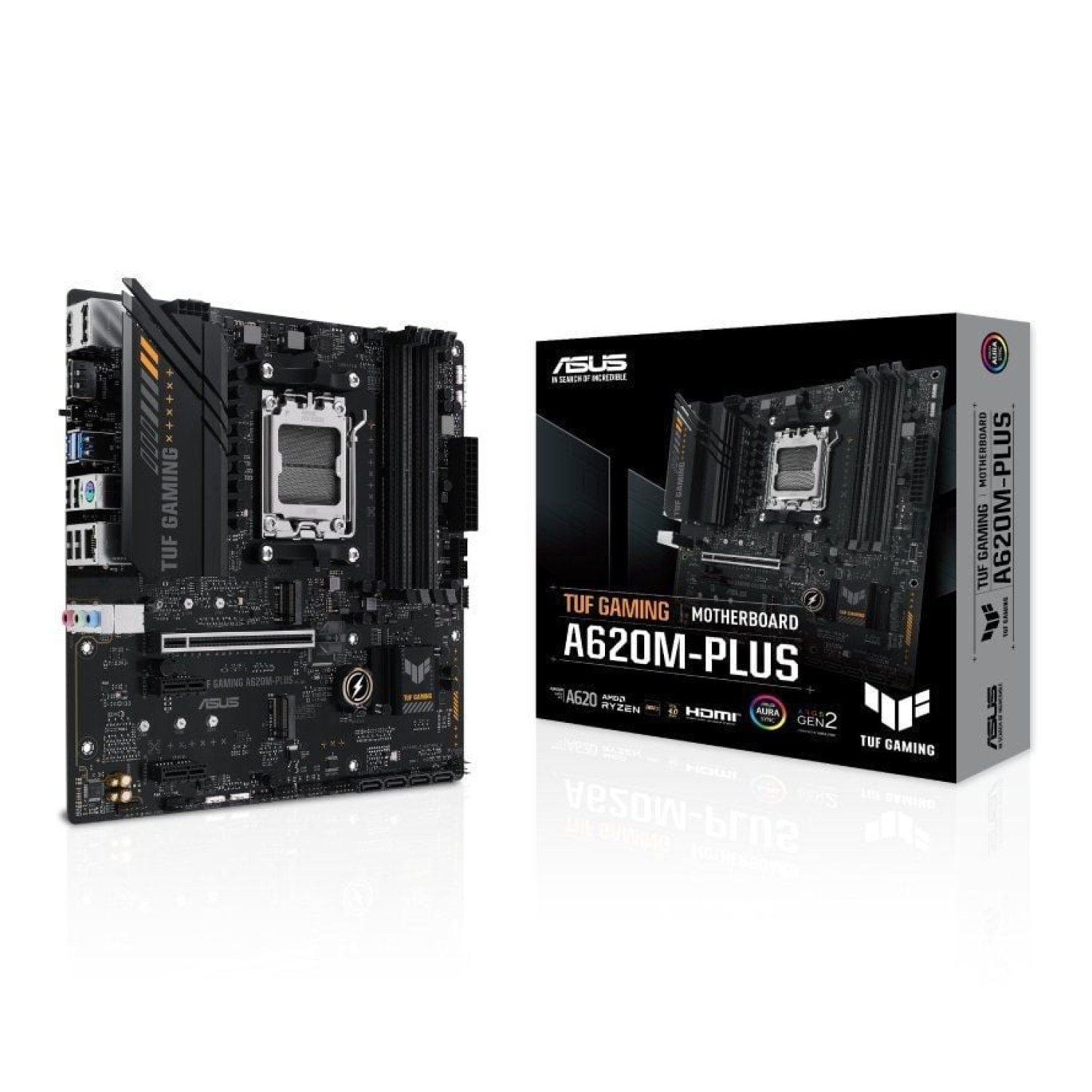 Asus TUF Gaming A620M-PLUS · Socket AM5 · DDR5 · PCIe 4.0 · Micro ATX