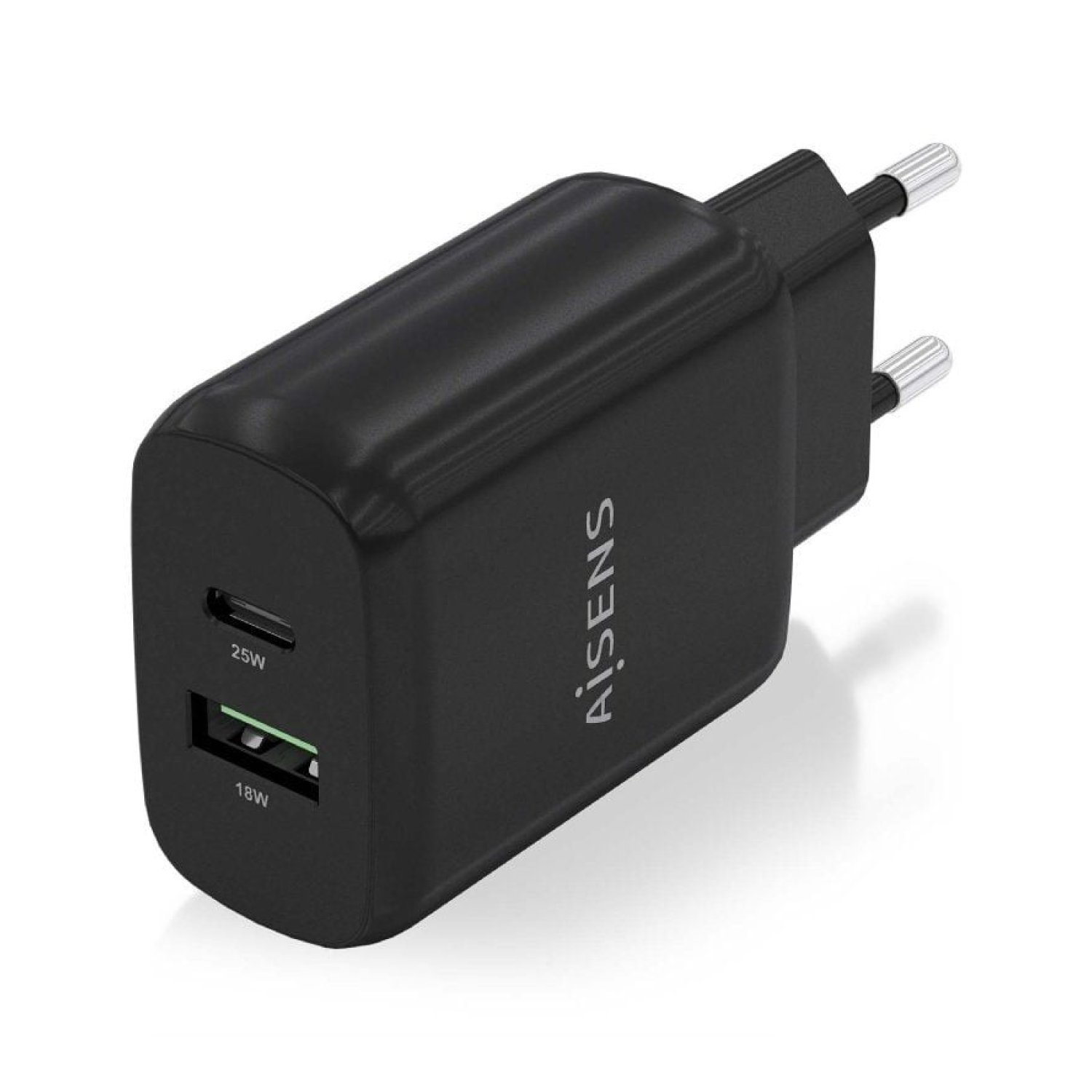 Aisens Cargador de Pared · 1 USB-C + 1 USB · 25W