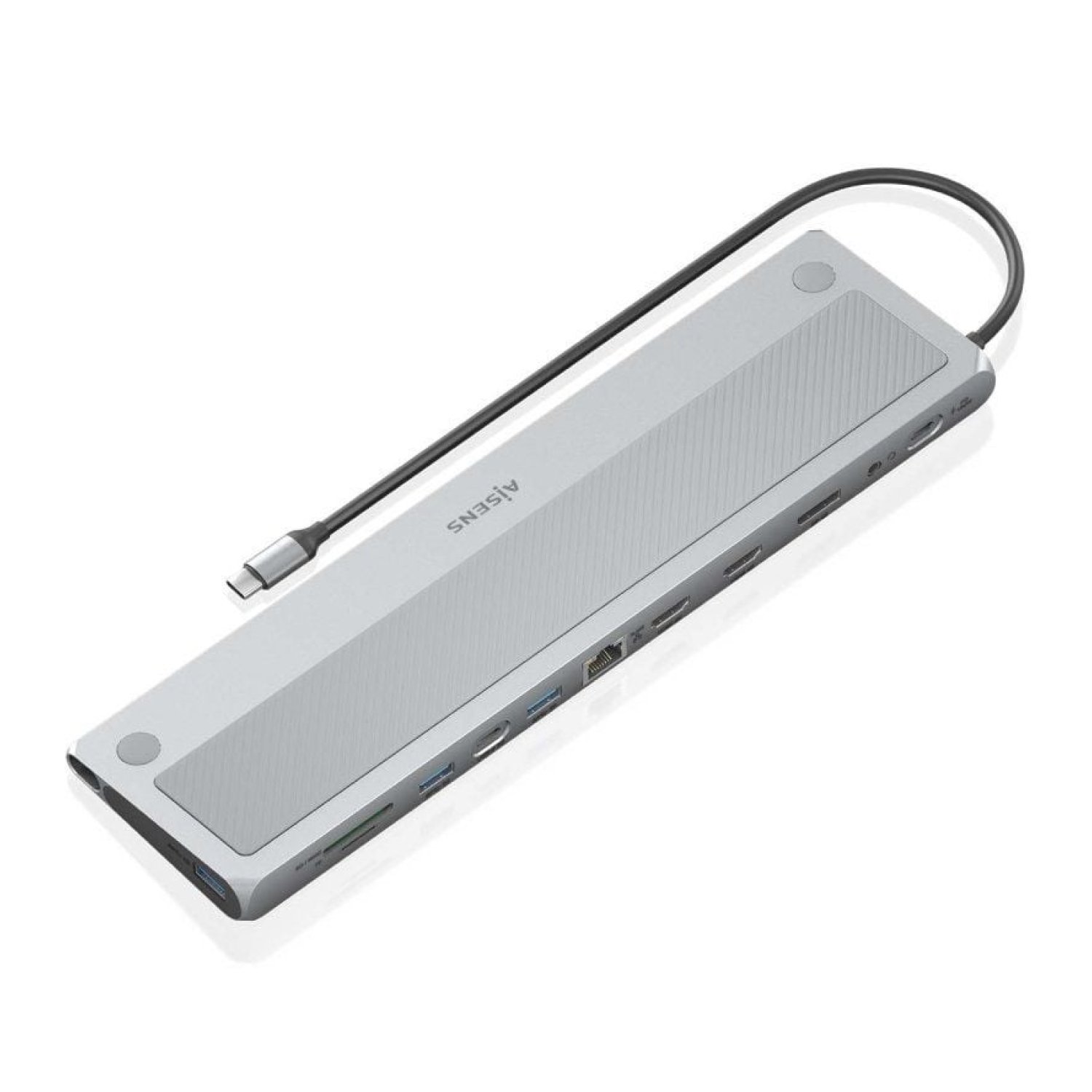 Aisens Docking USB Tipo-C · 2xHDMI 4K · 3xUSB · RJ45 · DisplayPort · Gris