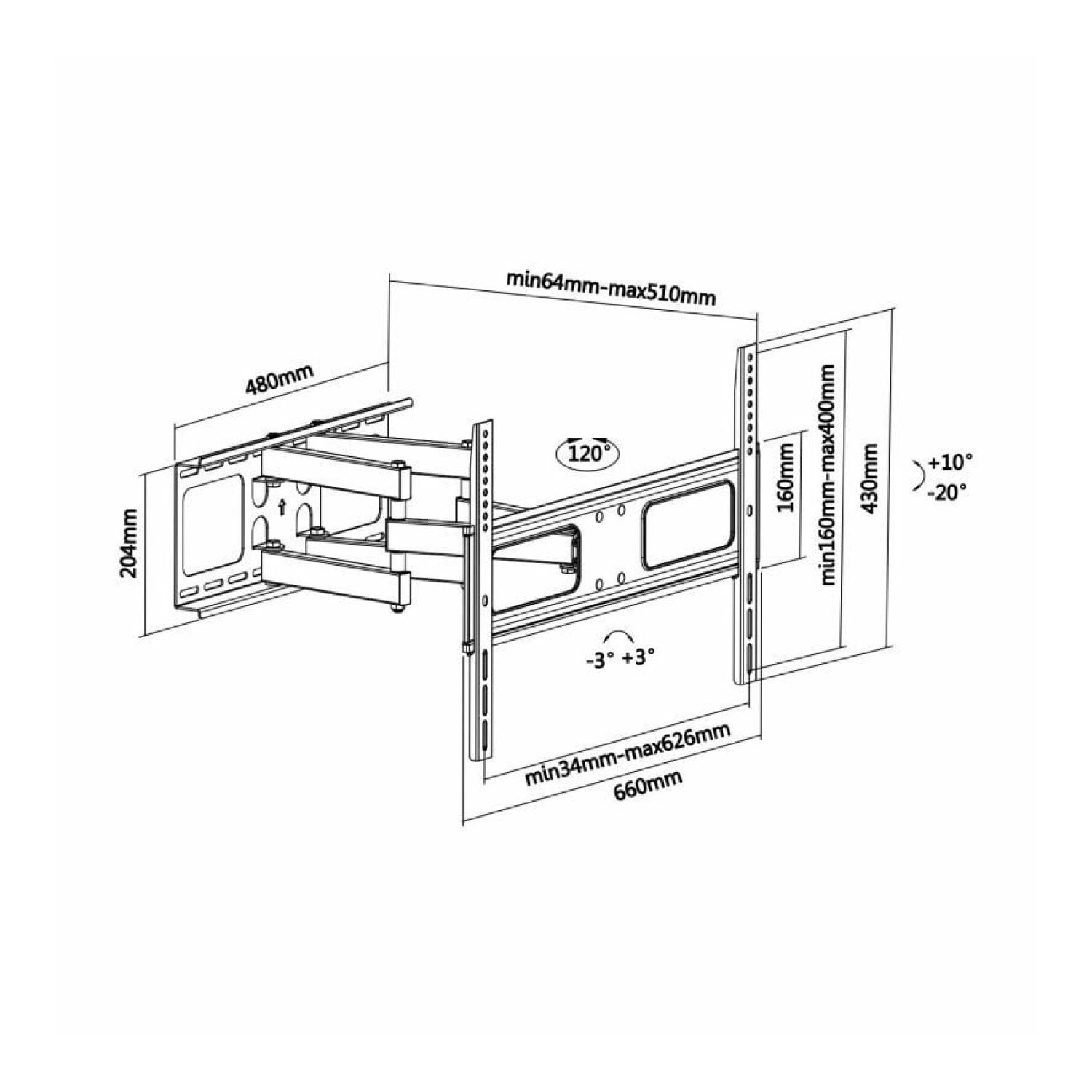Aisens WT70TSLE · Soporte Pared TV · 37-70" · Giratorio · Inclinable · 50kg
