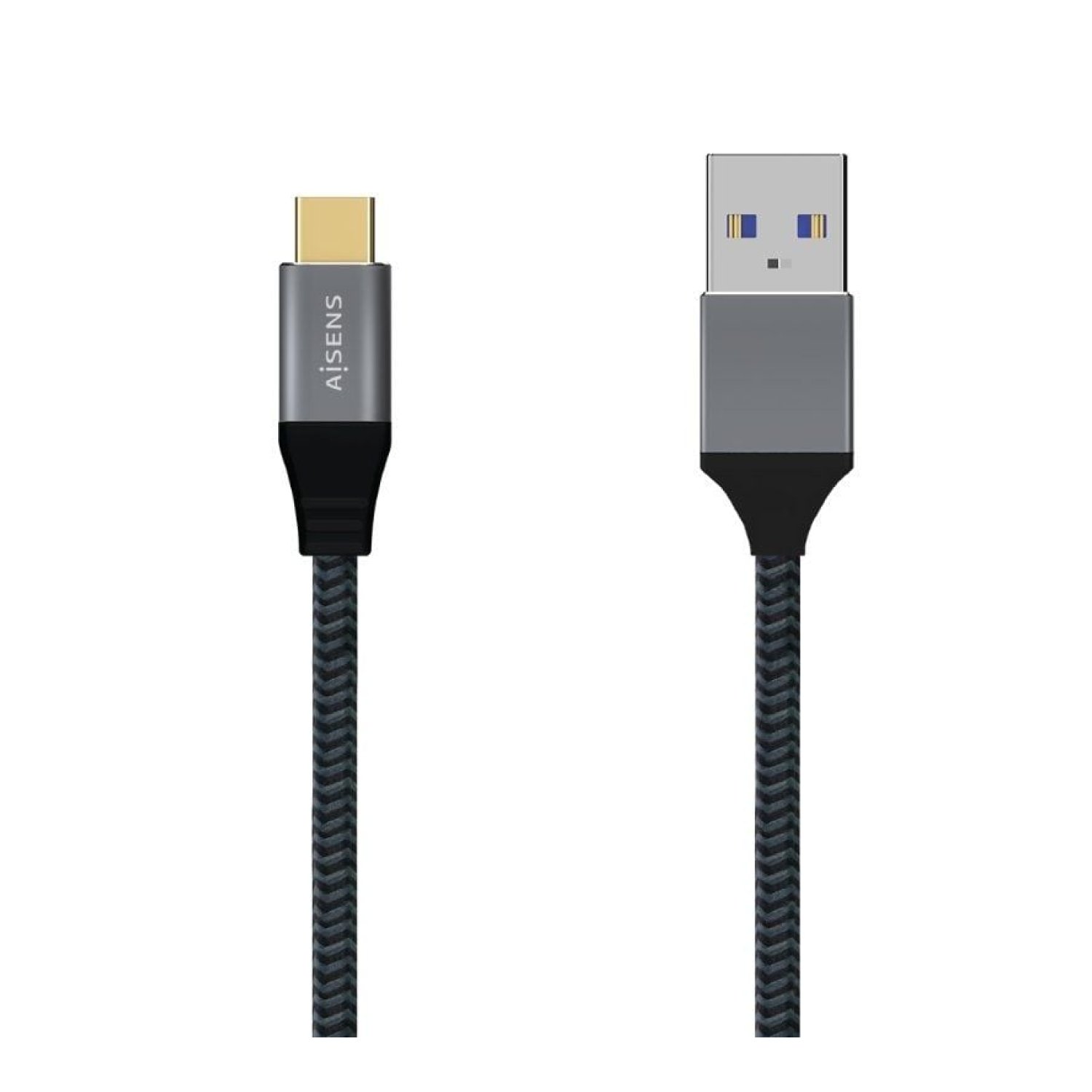 Aisens Cable USB 3.1 Tipo-C · 2m · Macho a Macho · 27W · 1250Mbps · Gris