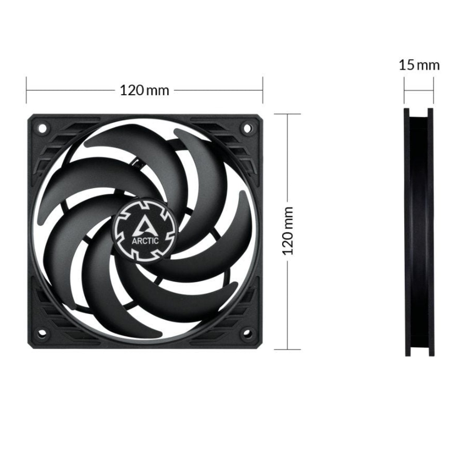 Arctic P12 Slim PWM PST · 12cm · Negro