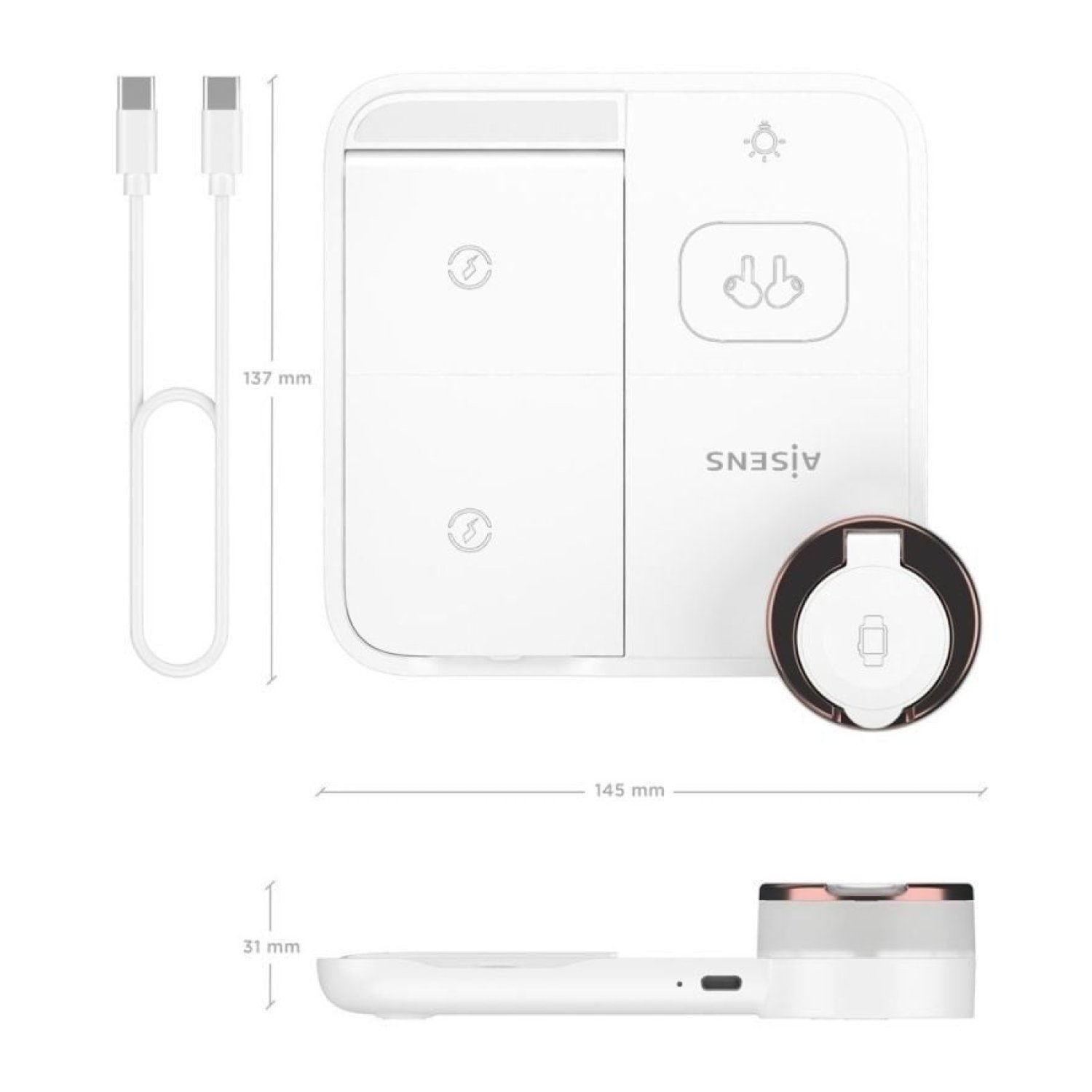 Aisens · Base de Carga Inalámbrica · 15W · Blanco