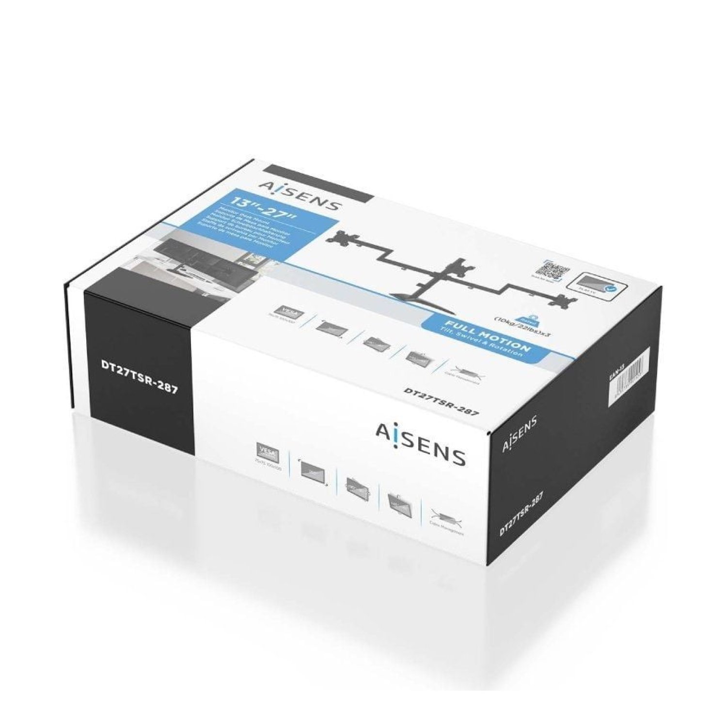 Aisens · Soporte Sobremesa 3 Monitores · Giratorio e Inclinable · Hasta 10kg