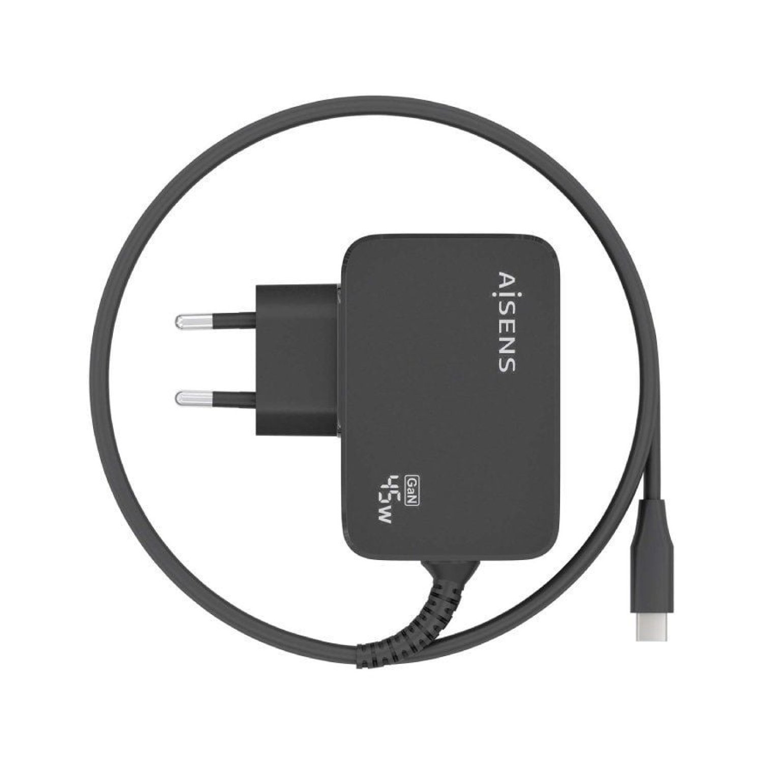 Aisens Cargador GaN 45W · USB-C · Cable 1,8m incluido
