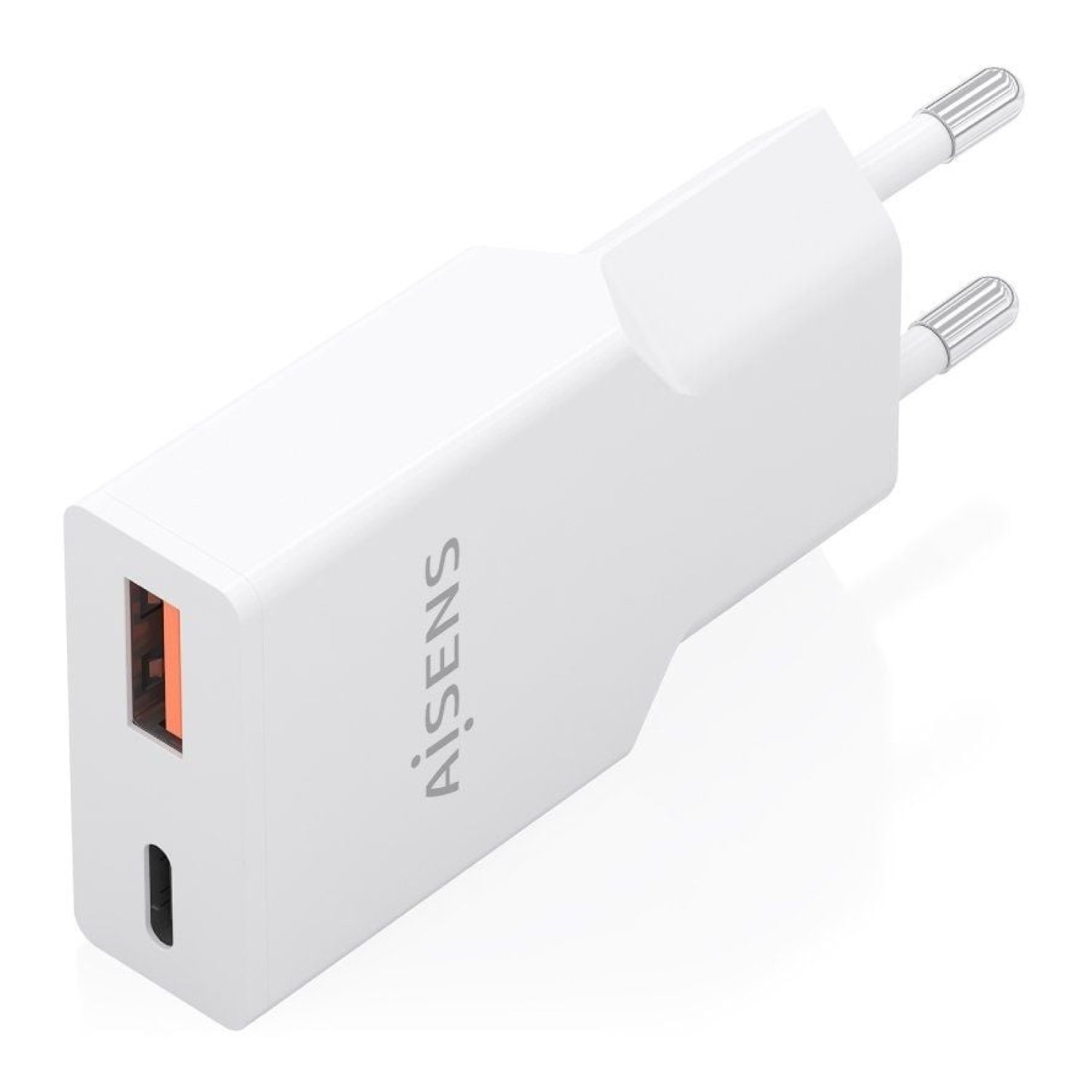 Aisens · Cargador GaN 30W · USB-C + USB · Blanco