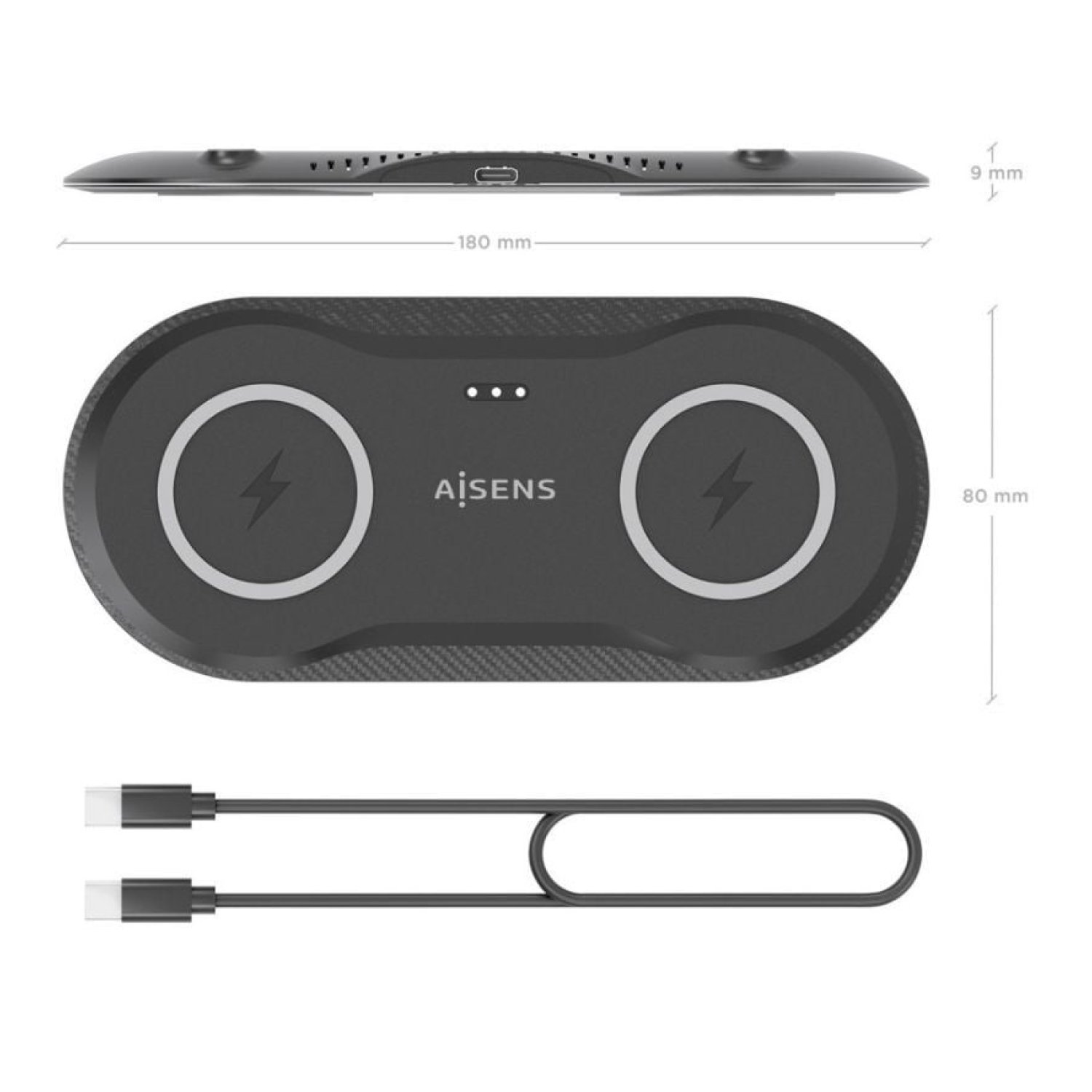 Aisens · Base de Carga Inalámbrica · 15W · Negro