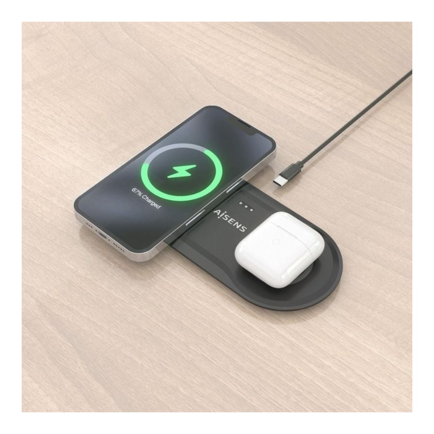 Aisens · Base de Carga Inalámbrica · 15W · Negro