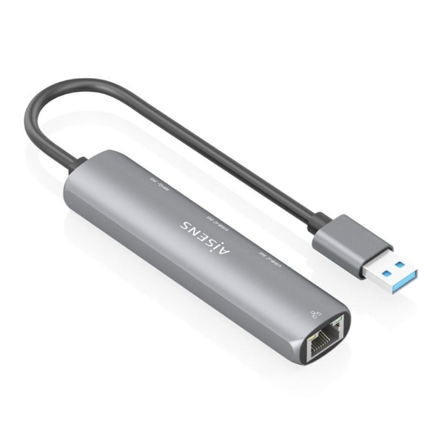 Aisens Hub USB · 2x USB Tipo-C · 1x USB · RJ45 · Gris