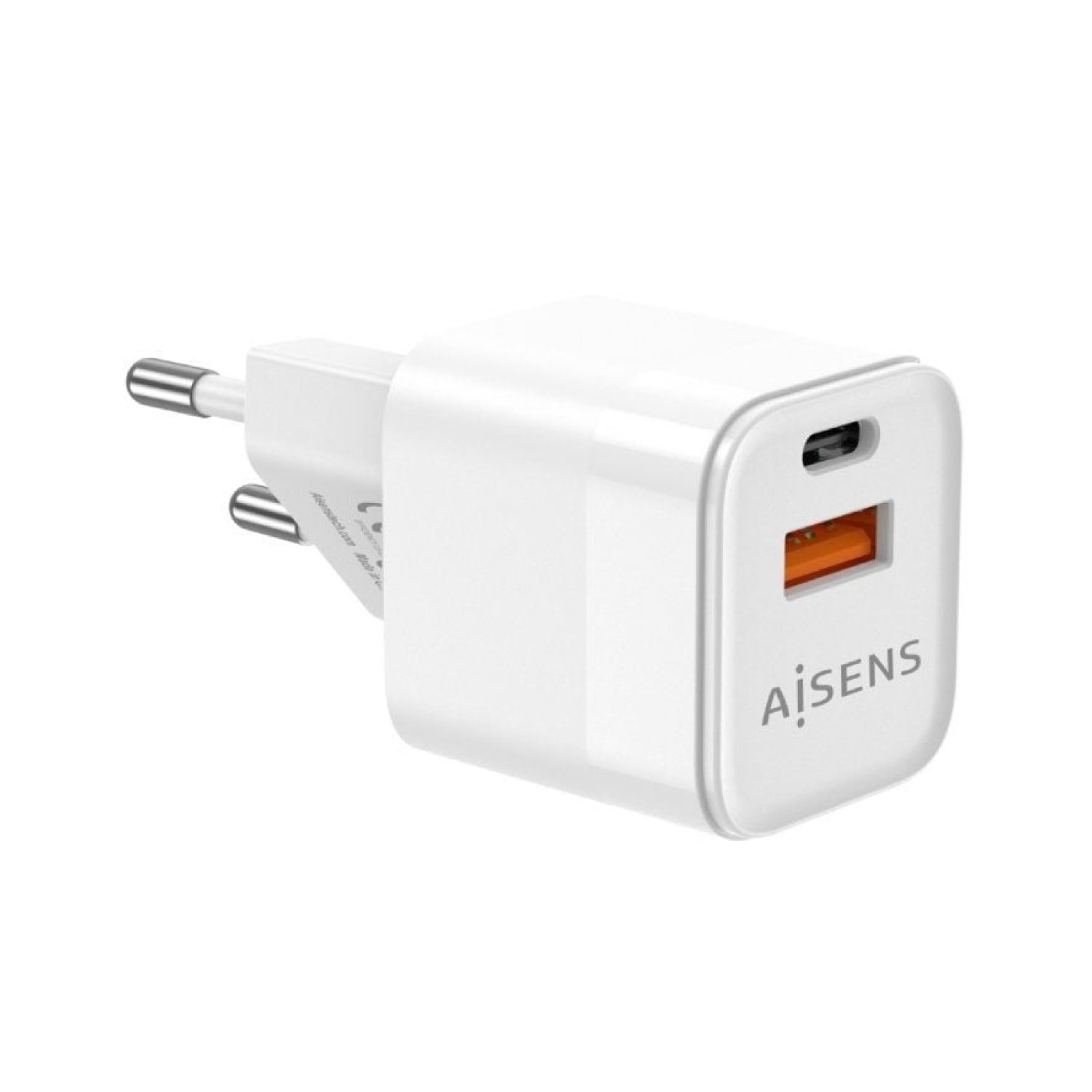 Aisens Cargador GaN de Pared · 30W · 1 USB-C · 1 USB-A · Carga Rápida