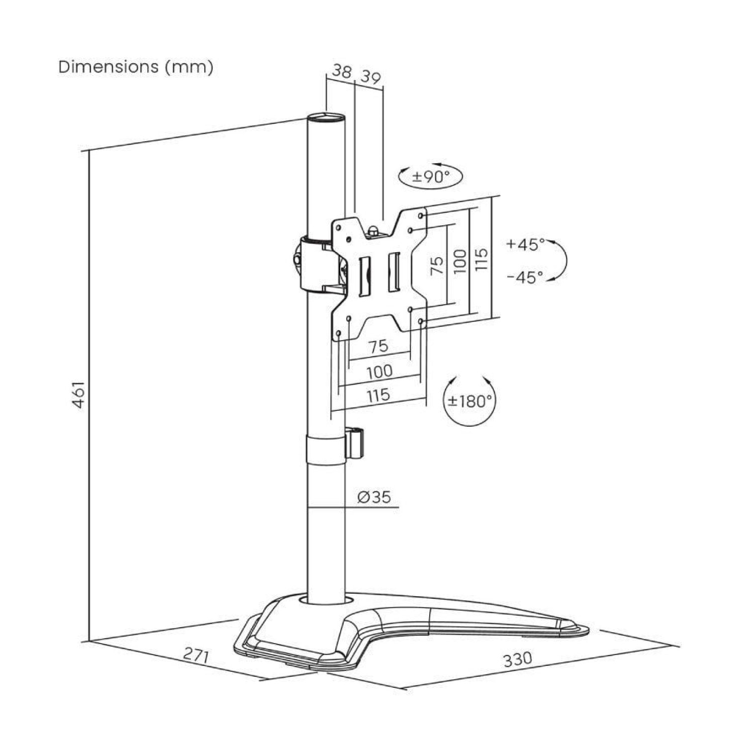 Aisens DT32TSR-283 · Soporte Monitor Giratorio e Inclinable · hasta 10kg
