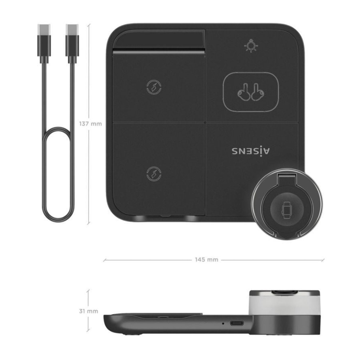 Aisens Base de Carga Inalámbrica · 15W · Negro