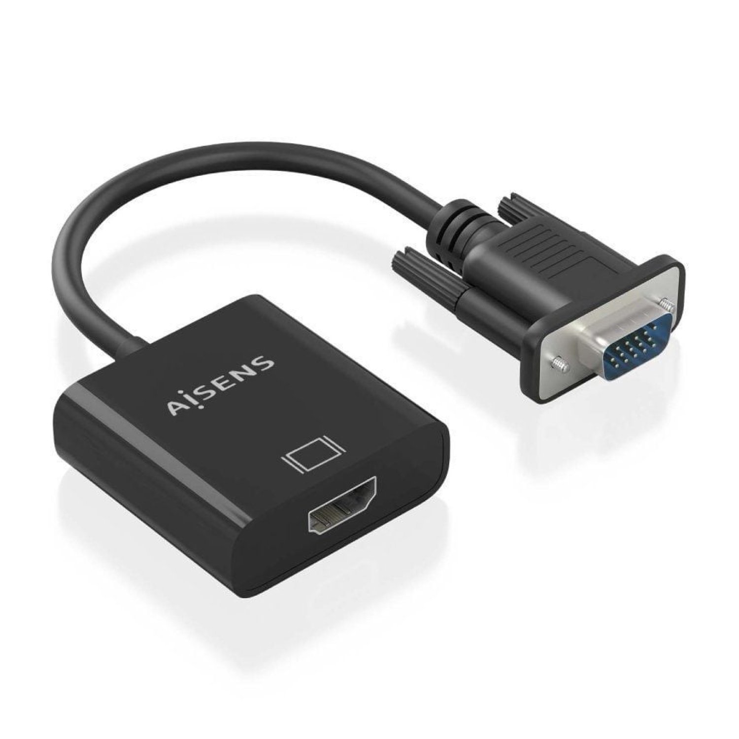 Aisens · Conversor VGA a HDMI · Jack 3.5 · MicroUSB · 20cm · Negro
