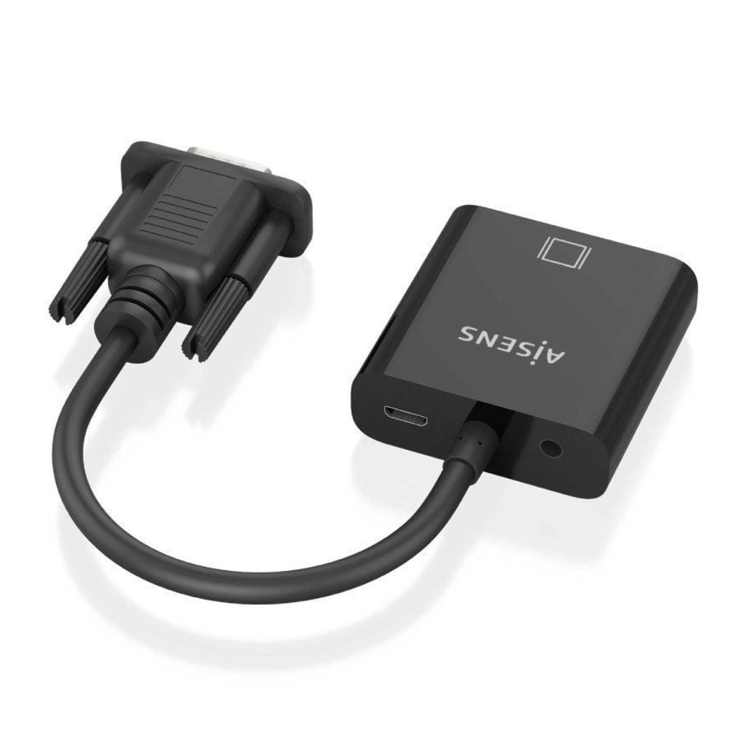 Aisens · Conversor VGA a HDMI · Jack 3.5 · MicroUSB · 20cm · Negro