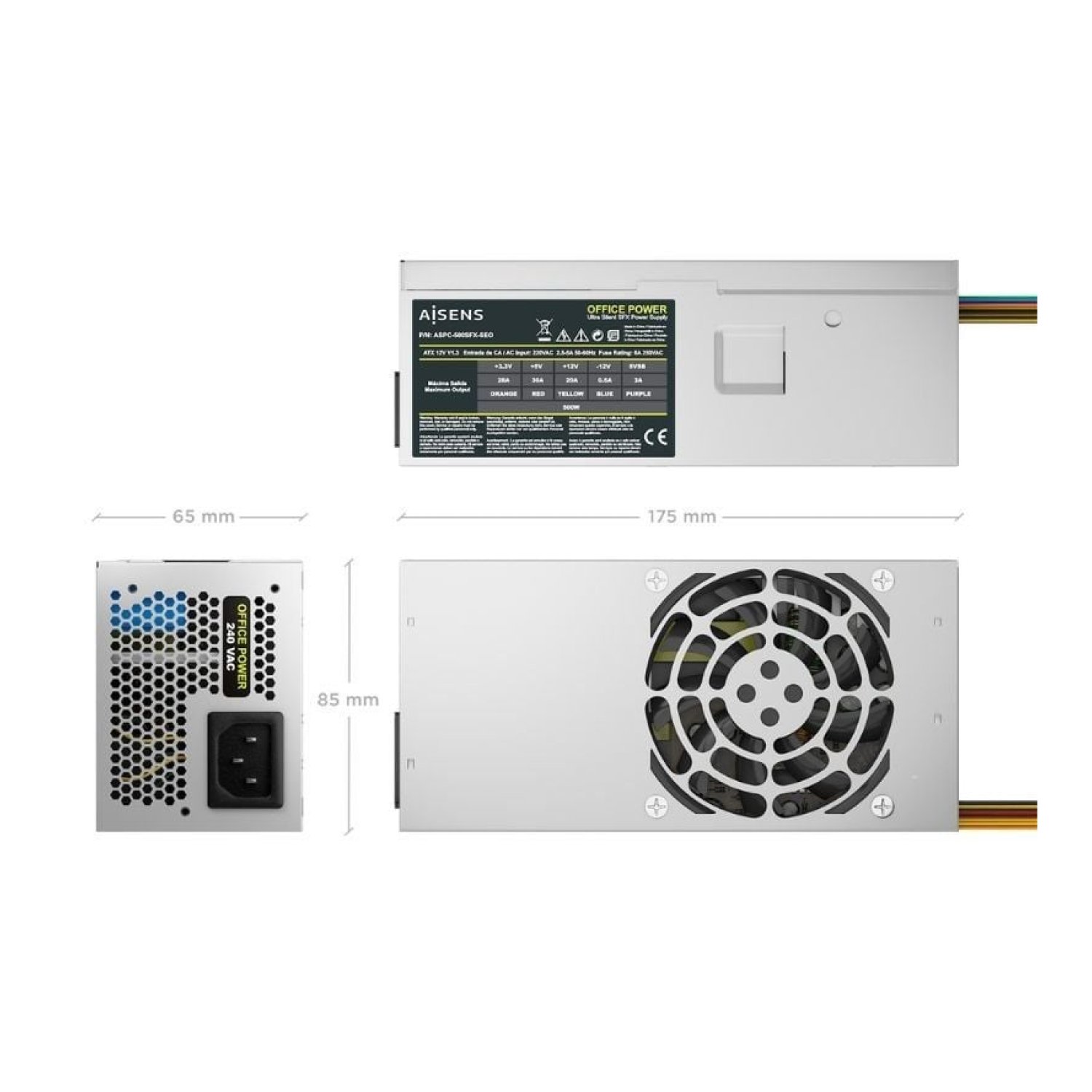 Aisens Fuente de Alimentación TFX · 500W · Ventilador 8cm