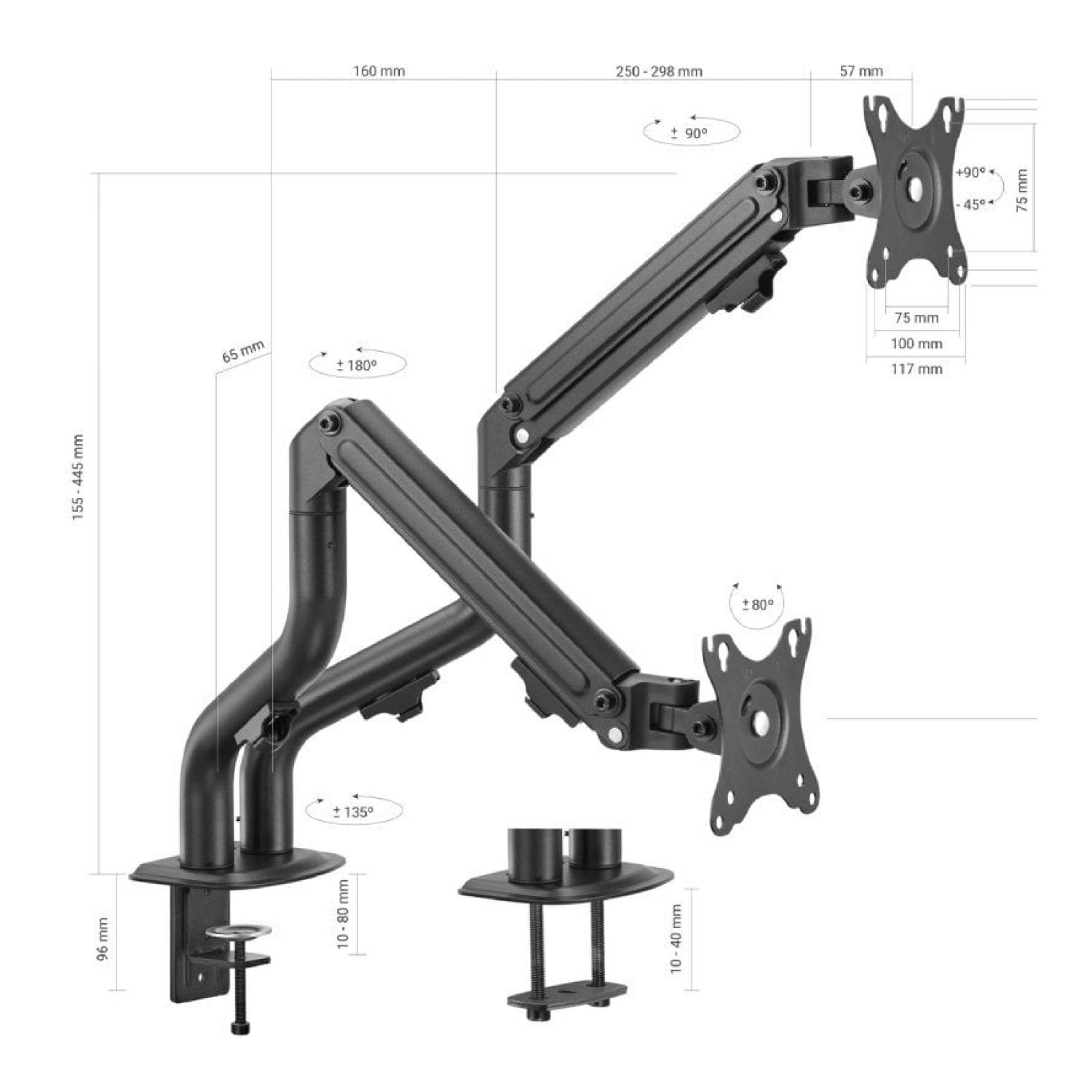 Aisens DT32TSR-141 · Soporte Doble Monitores · Giratorio e Inclinable · Hasta 8kg